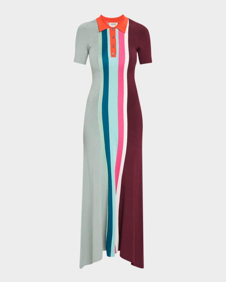 Bowling Colorblock Knit Midi Polo Dress by CHRISTOPHER JOHN ROGERS