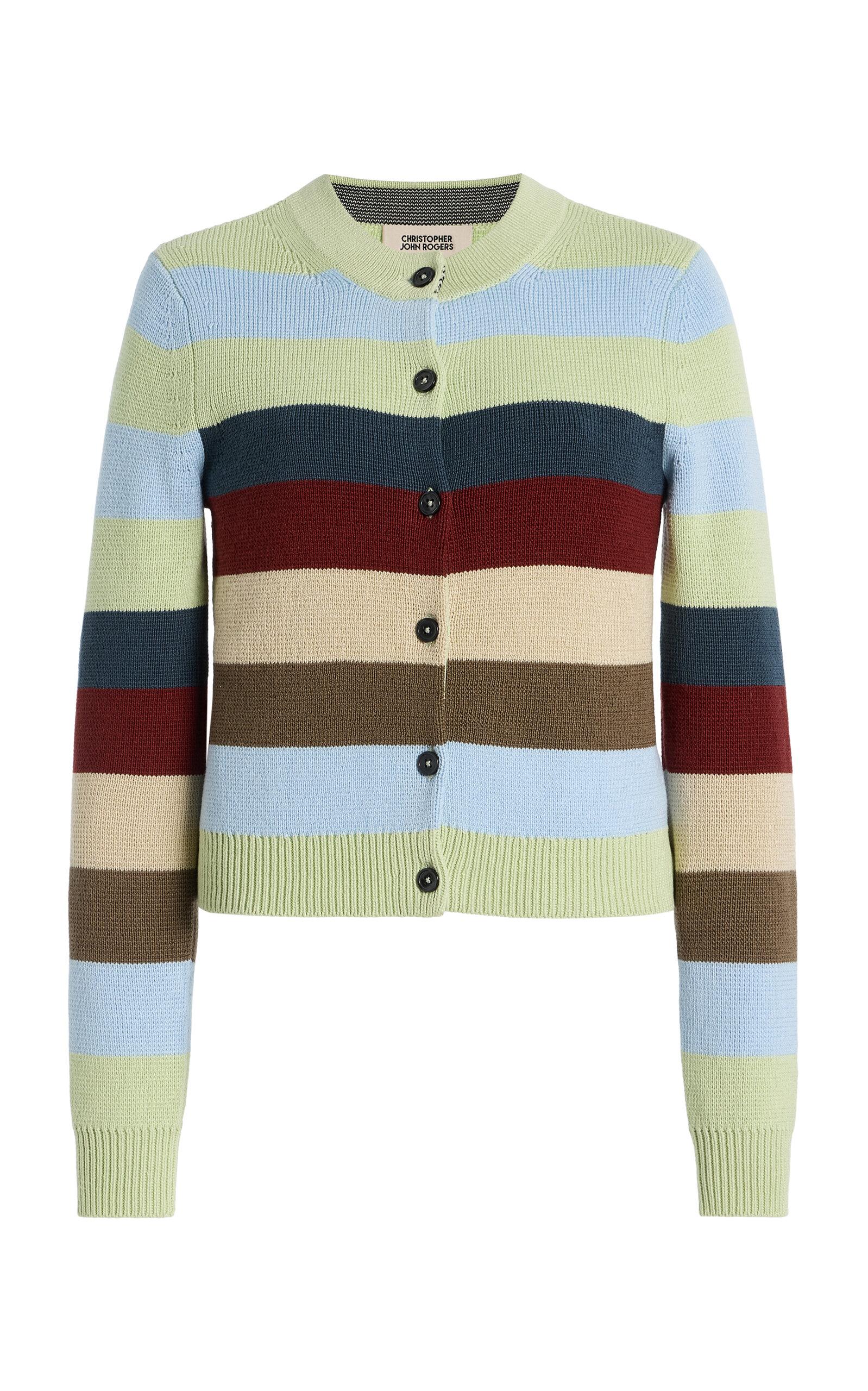 Christopher John Rogers Striped Cotton Cardigan - Moda Operandi by CHRISTOPHER JOHN ROGERS