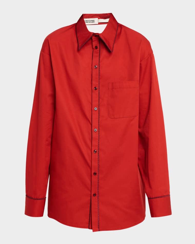 Convertible Jumbo Cotton Twill Shirt by CHRISTOPHER JOHN ROGERS