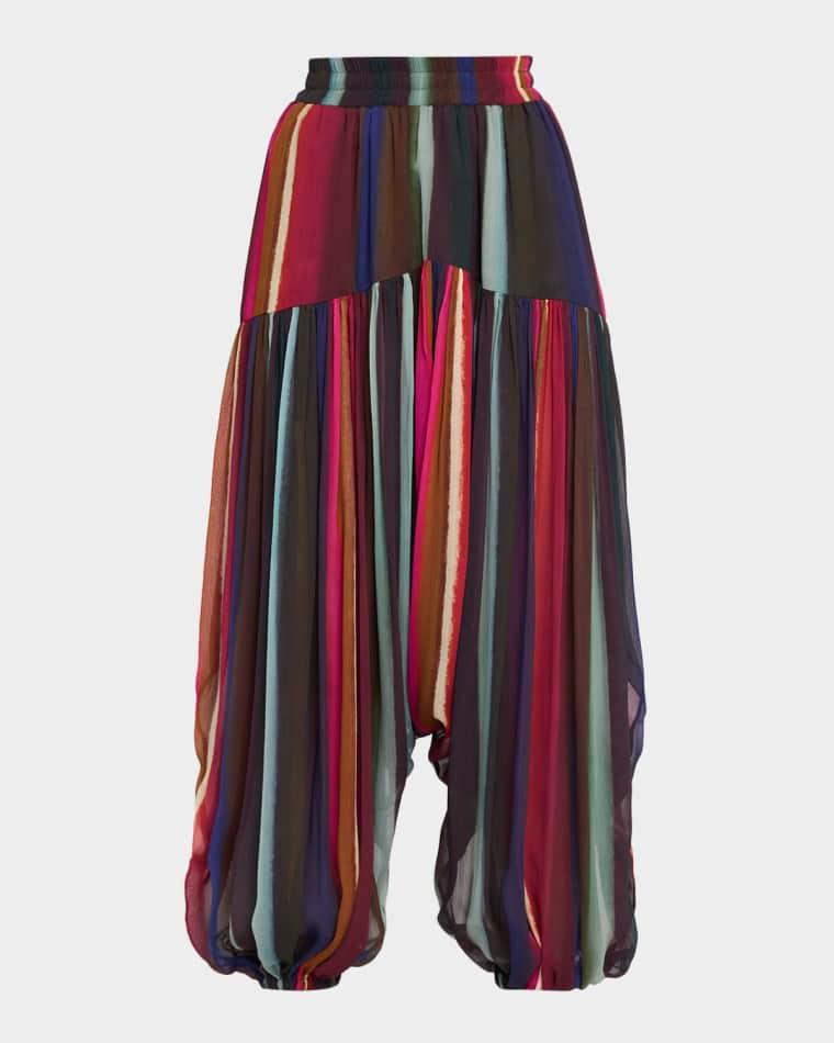 Louie Stripe Plisse Balloon-Leg Pants by CHRISTOPHER JOHN ROGERS