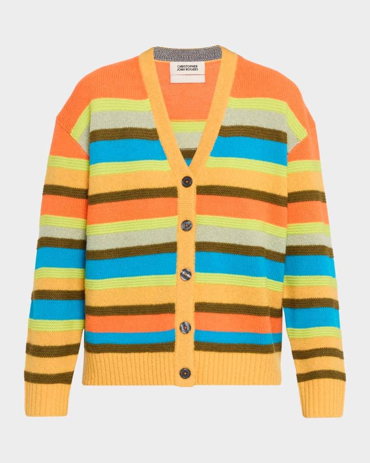 Multi-Stitch Relaxed Striped Cardigan by CHRISTOPHER JOHN ROGERS