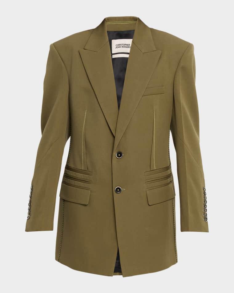Oversized Cinched-Back Single-Breasted Jacket by CHRISTOPHER JOHN ROGERS