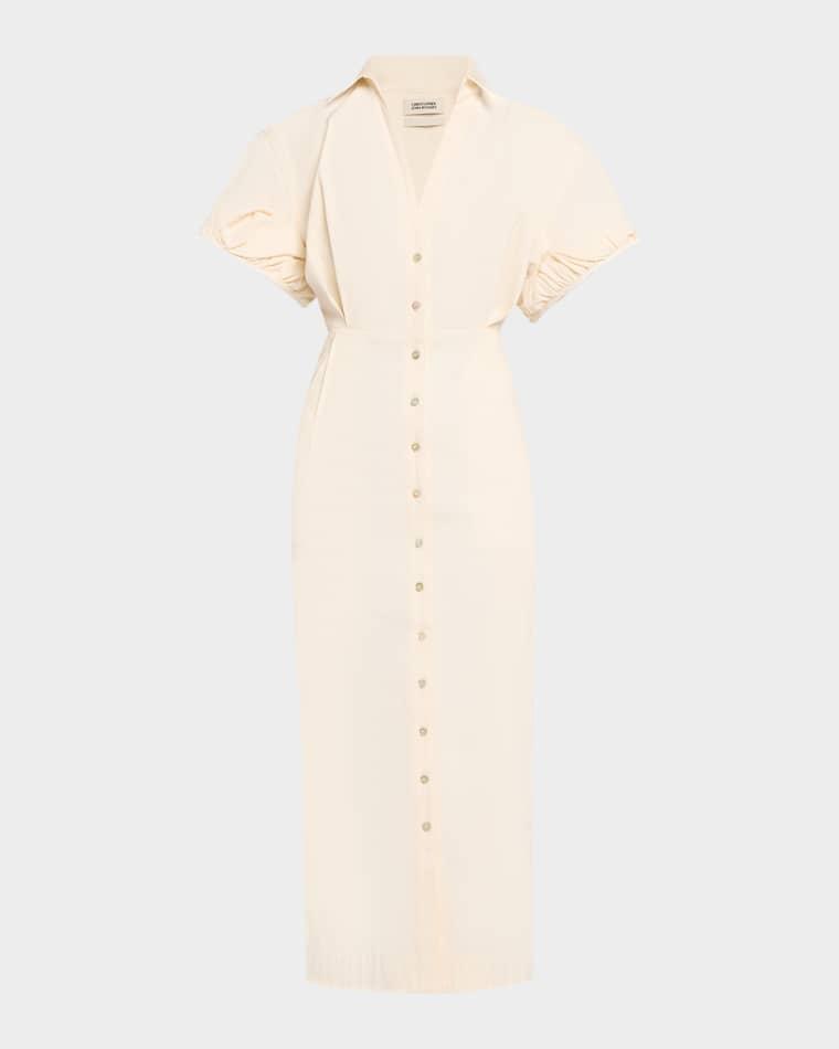 Rolled Short-Sleeve Midi Shirtdress by CHRISTOPHER JOHN ROGERS