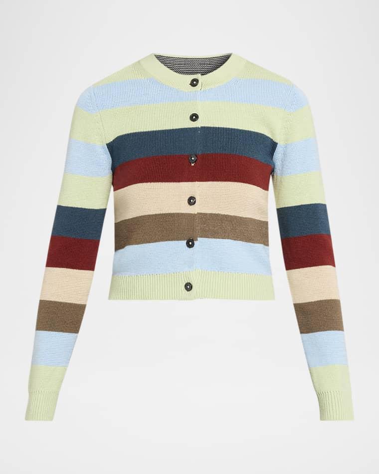 Striped Crop Crewneck Cardigan by CHRISTOPHER JOHN ROGERS