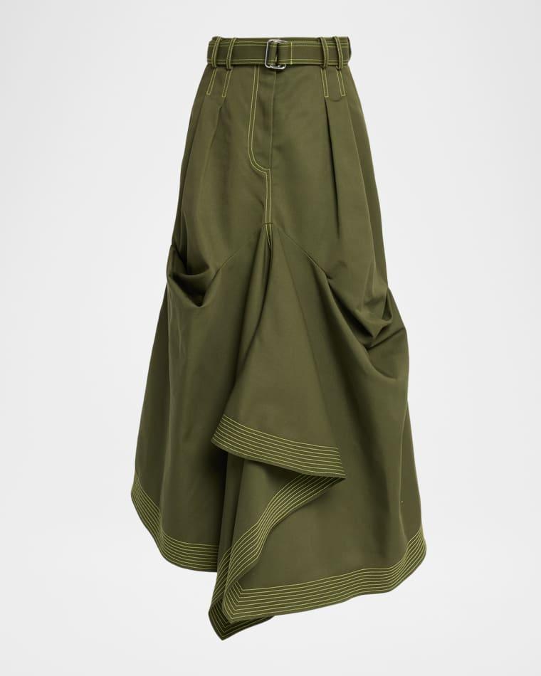Tucked Trumpet Maxi Skirt With Belt by CHRISTOPHER JOHN ROGERS