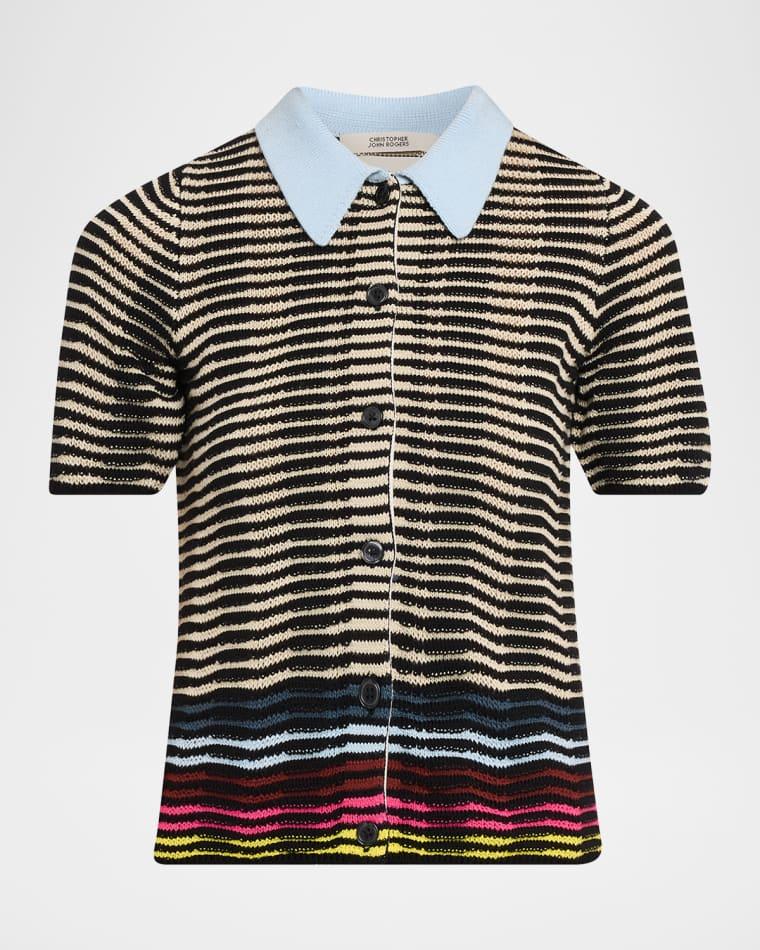 Wave Knit Short-Sleeve Polo Shirt by CHRISTOPHER JOHN ROGERS