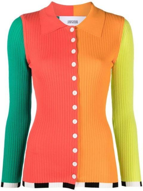 colour-block ribbed-knit cardigan by CHRISTOPHER JOHN ROGERS