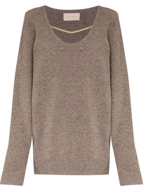 Chain embellished scoop-neck wool sweater by CHRISTOPHER KANE