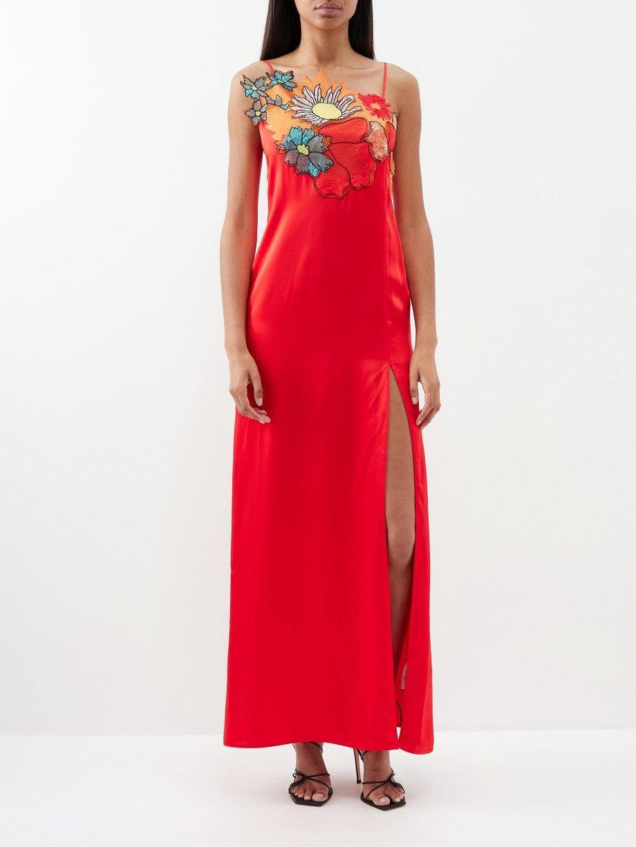 The Innocent floral-appliqué satin gown by CHRISTOPHER KANE