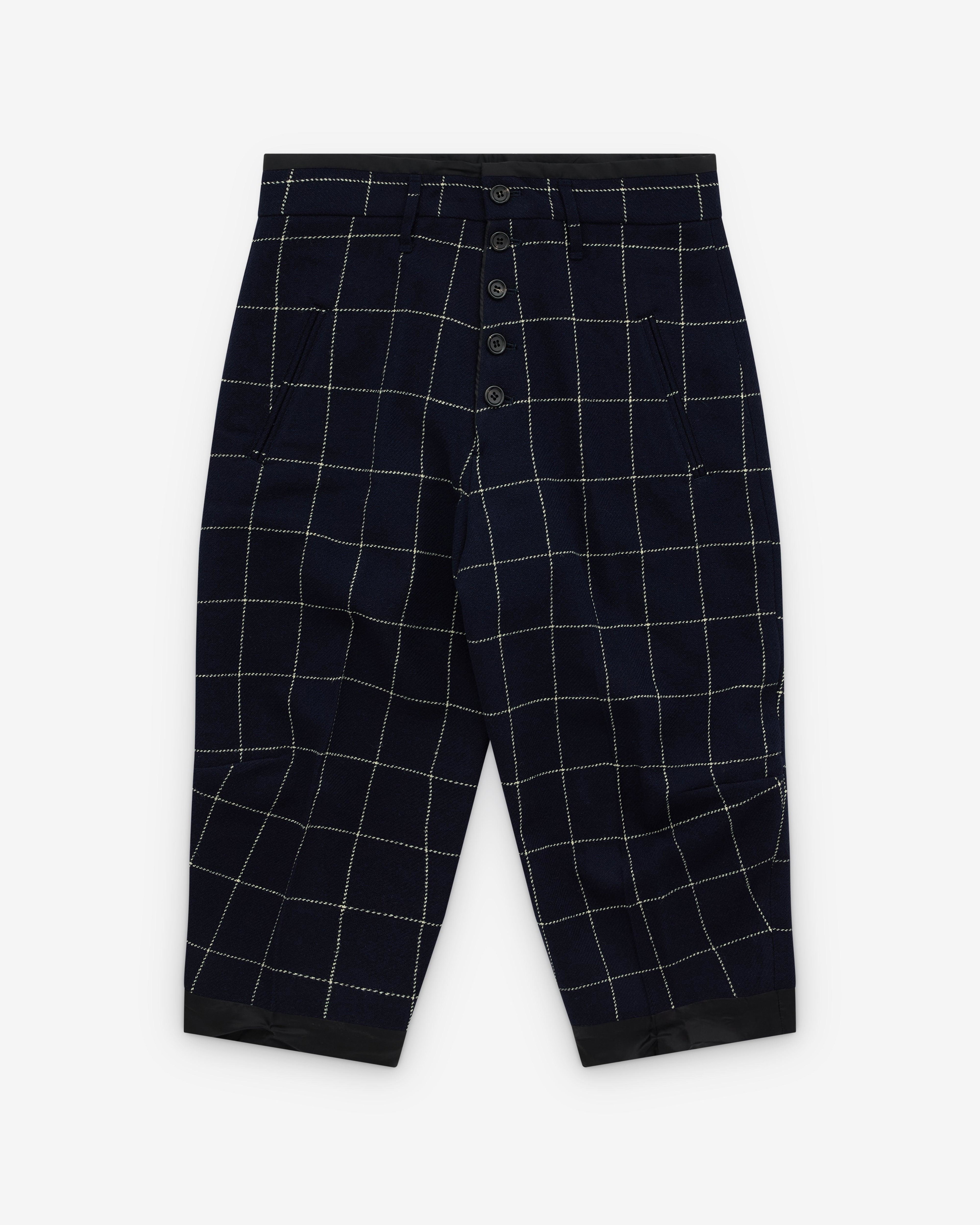 Christopher Nemeth - Men's Wool Glen Check Trousers 438 - (Navy) by CHRISTOPHER NEMETH