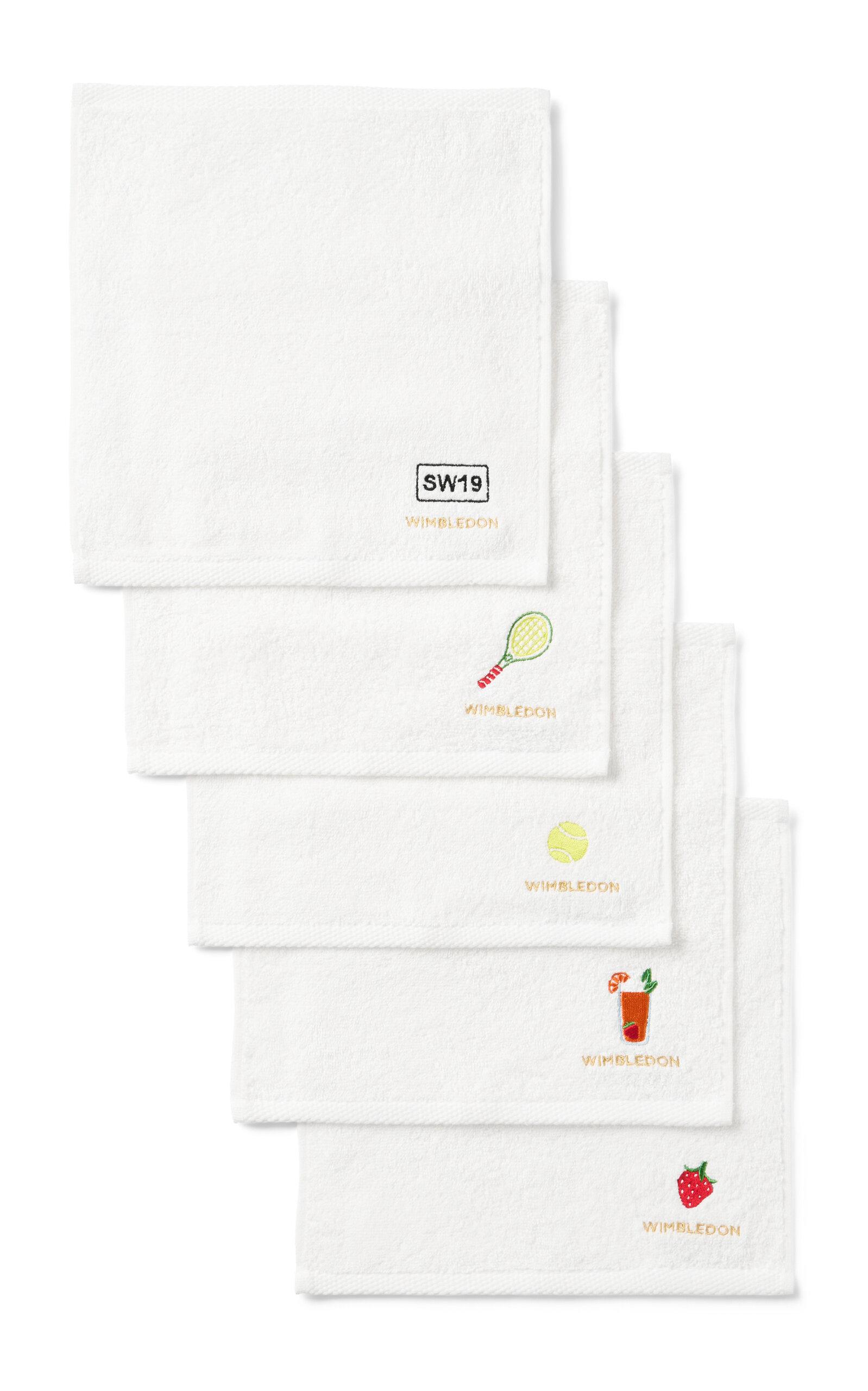 Christy - Wimbledon 5Pc Embroidered Face Cloths - Multi - Moda Operandi by CHRISTY