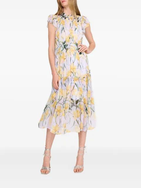 Vera ruffled floral midi dress by CHRISTY LYNN