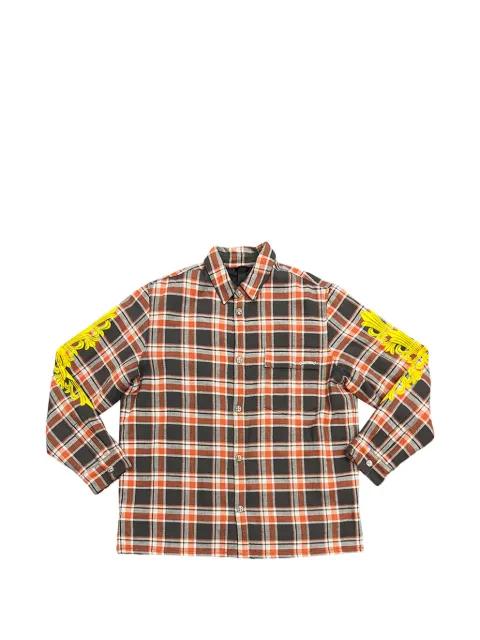check embroidered flannel jacket by CHROME HEARTS