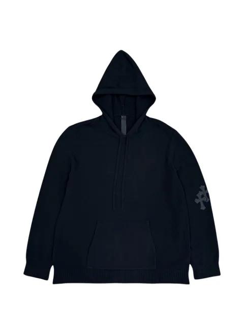 leather-patch cashmere hoodie by CHROME HEARTS