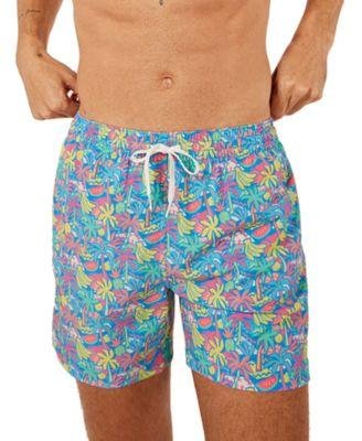Men's The Tropical Bunches Quick-Dry 5-1/2" Swim Trunks with Boxer-Brief Liner by CHUBBIES