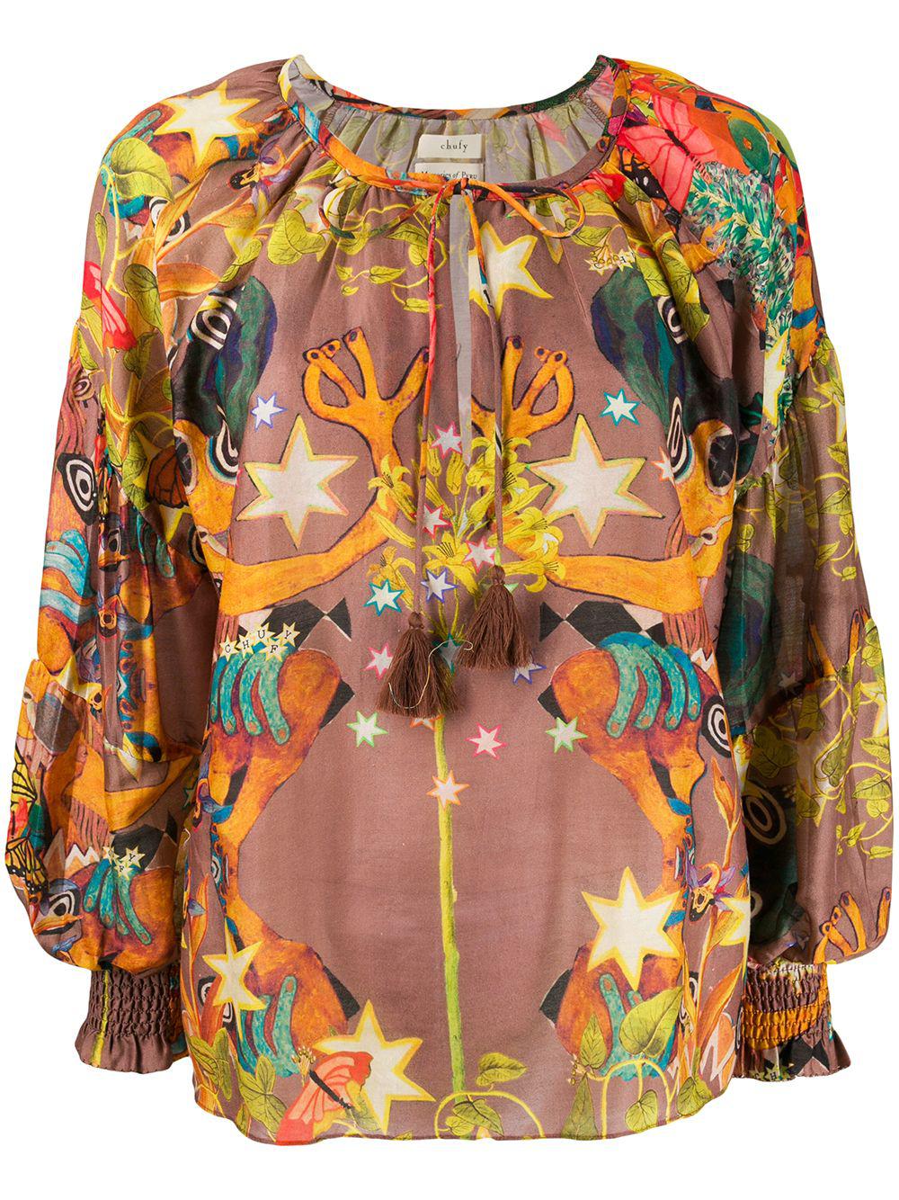 oversized abstract print blouse by CHUFY