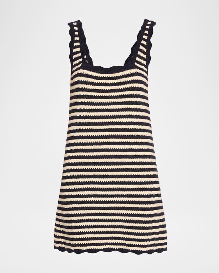 Domeka Stripe Crochet-Knit Mini Dress by CIAO LUCIA
