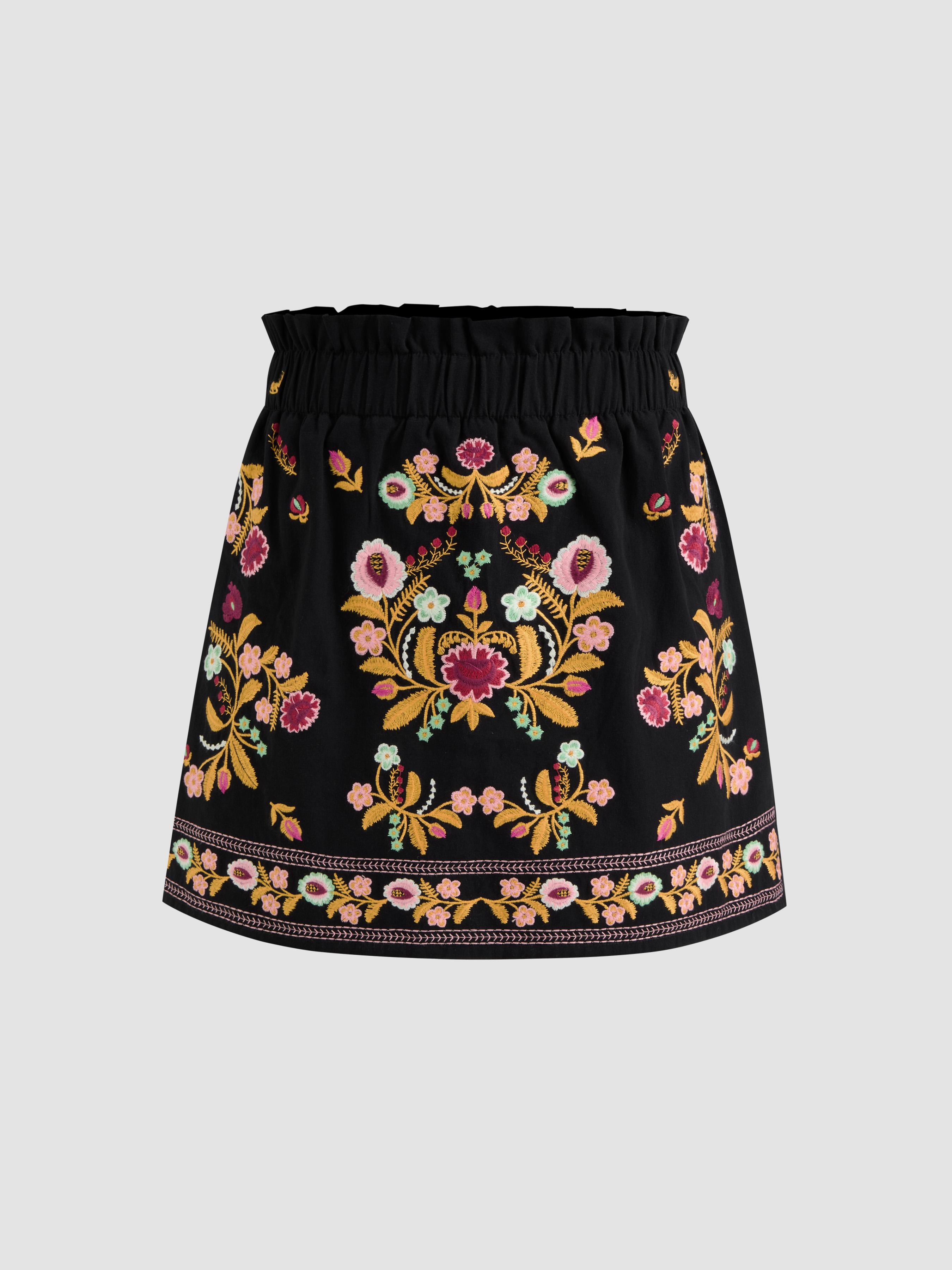 100% Baumwolle Mittelhöhe Aztec-Skirt mit elastischem Bund by CIDER