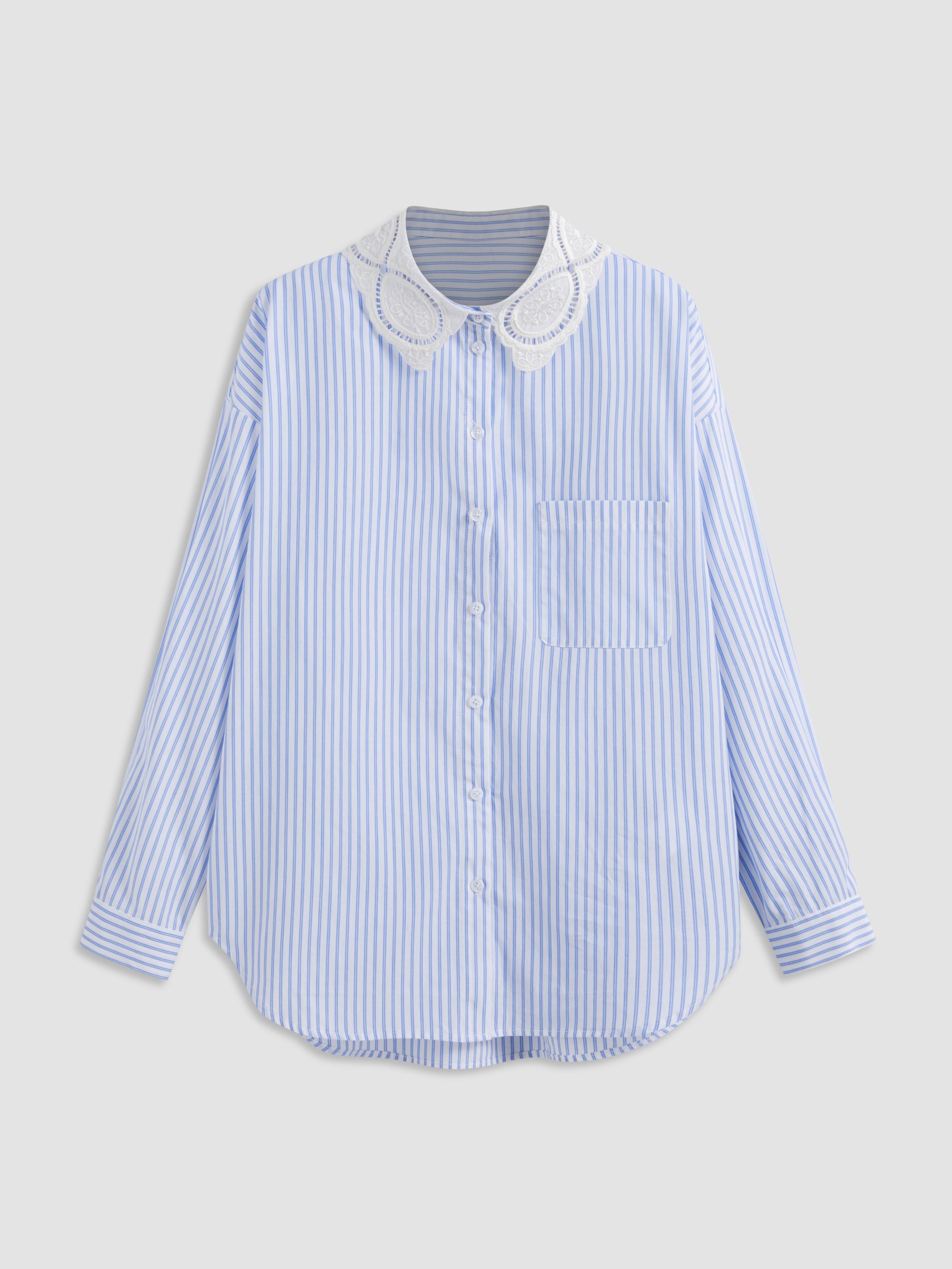 100% Cotton Polo Striped Long Sleeve Shirt by CIDER