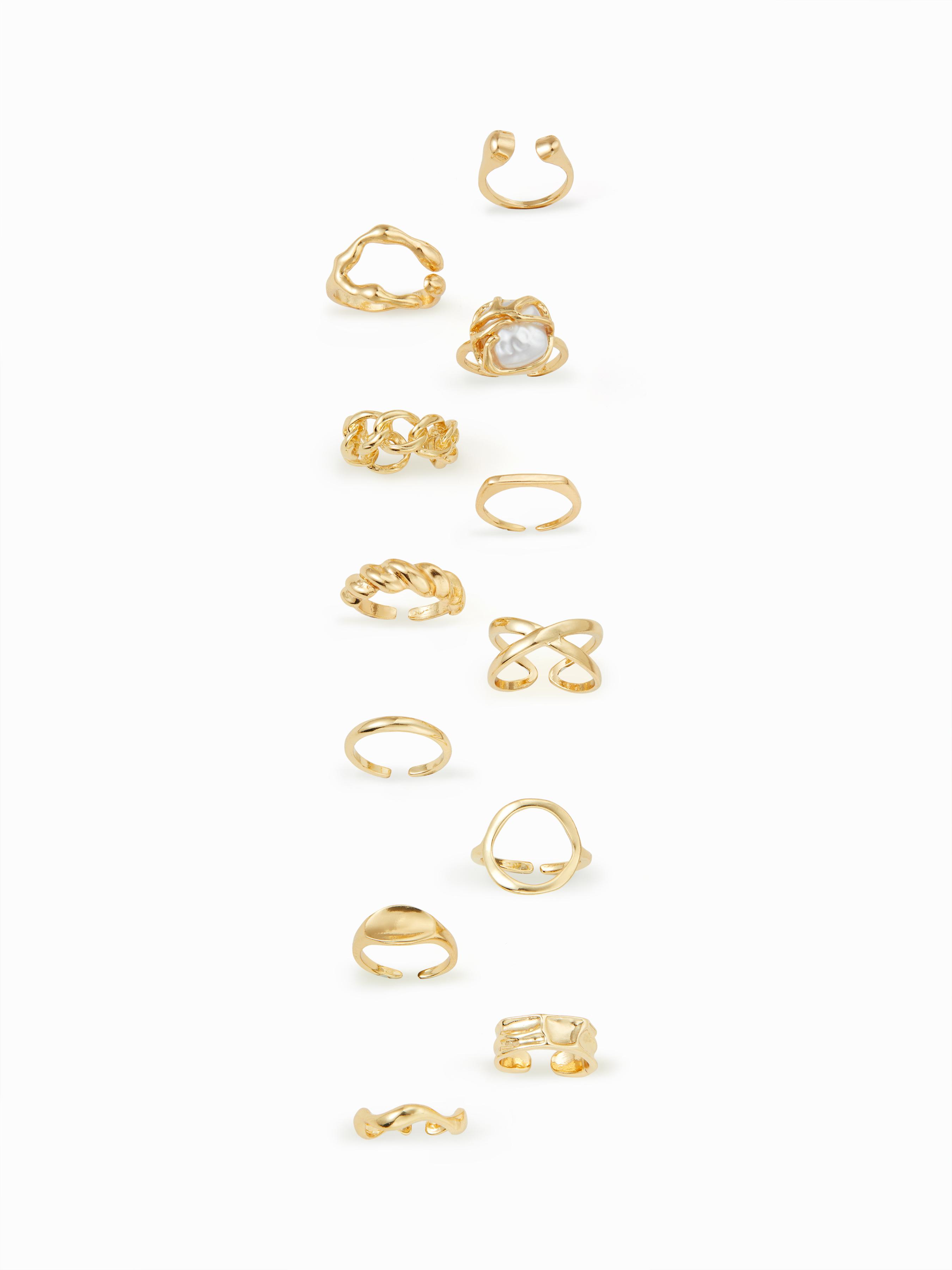 12 PCS IRREGULAR FAUX PEARL RINGS SET by CIDER