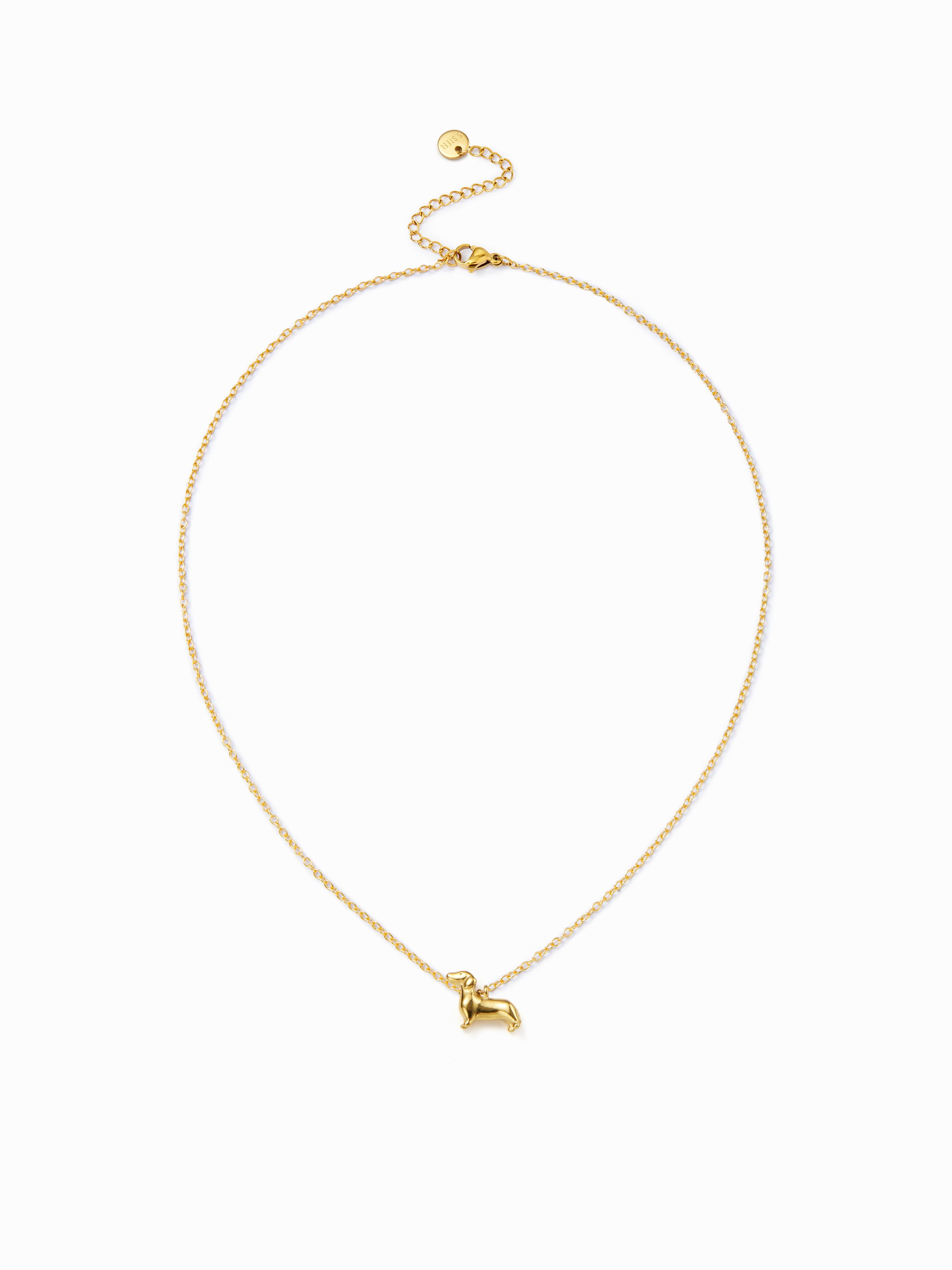 18K GOLD PLATED STAINLESS STEEL DACHSHUND PENDANT NECKLACE by CIDER