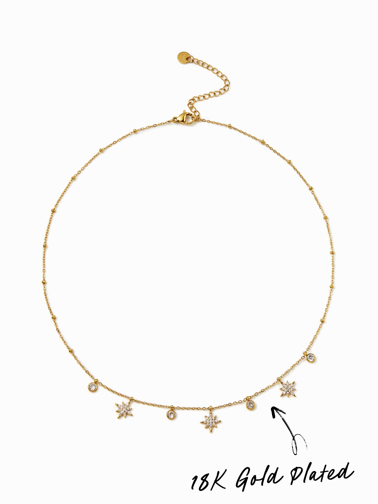 18K GOLD PLATED STAINLESS STEEL RHINESTONE NECKLACE by CIDER