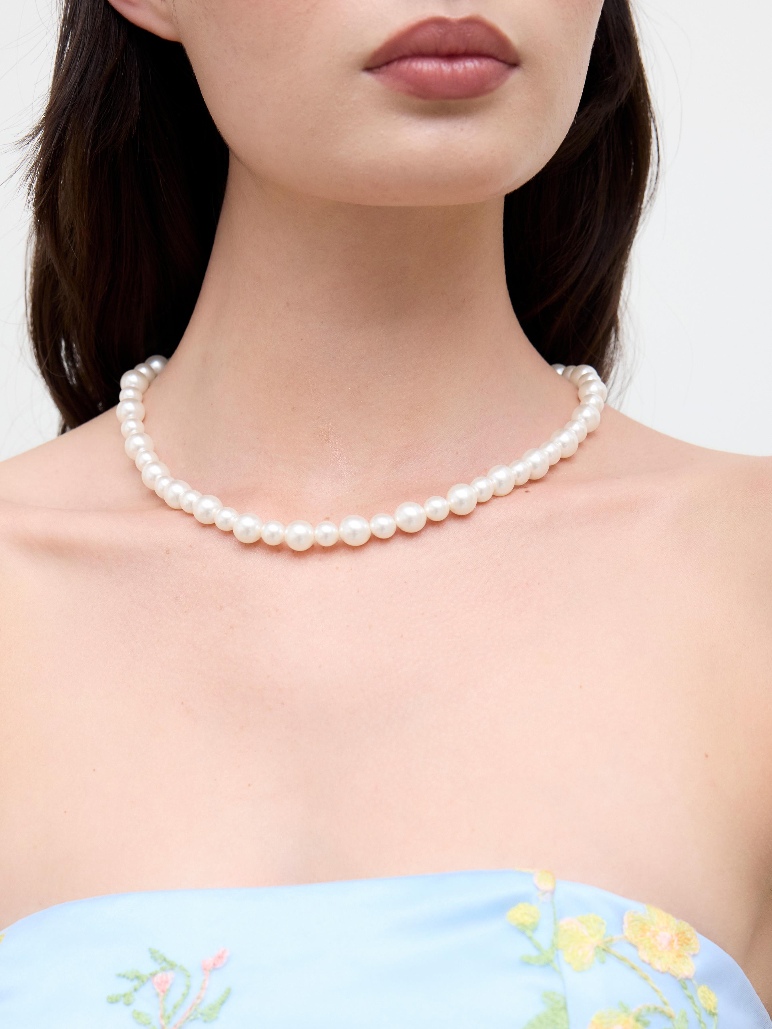18k Gold Plated Hand-beaded Faux Pearl Necklace by CIDER