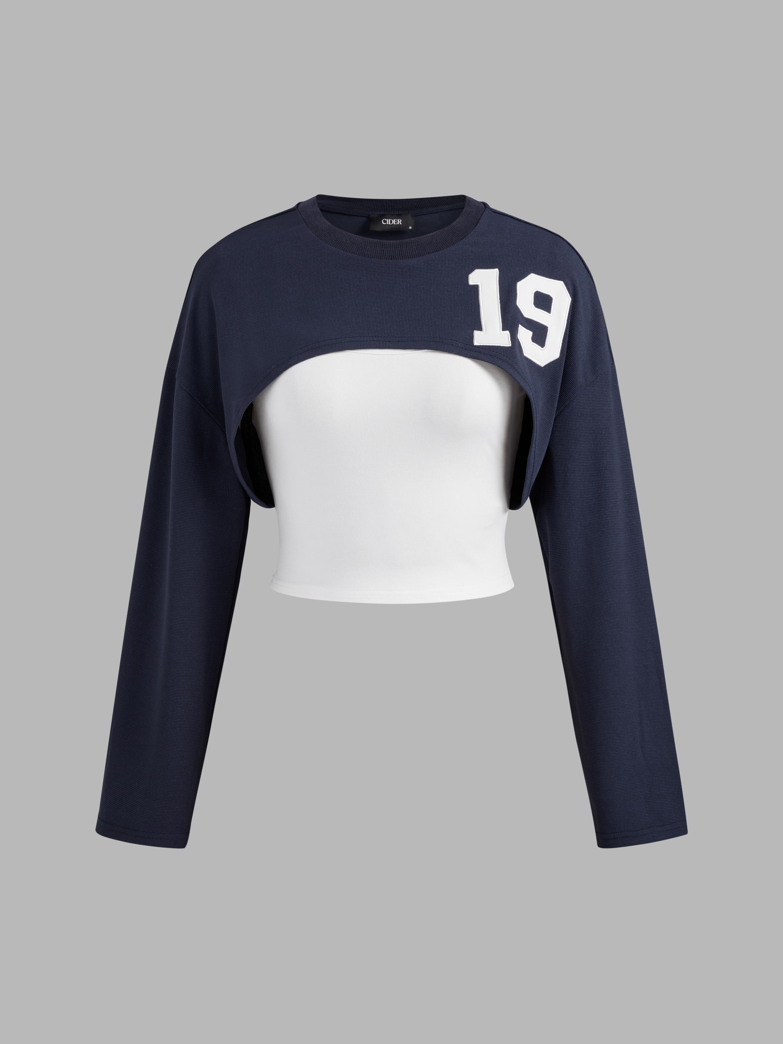 19 Round Neckline Crop Sweatshirt With Solid Cami Top by CIDER