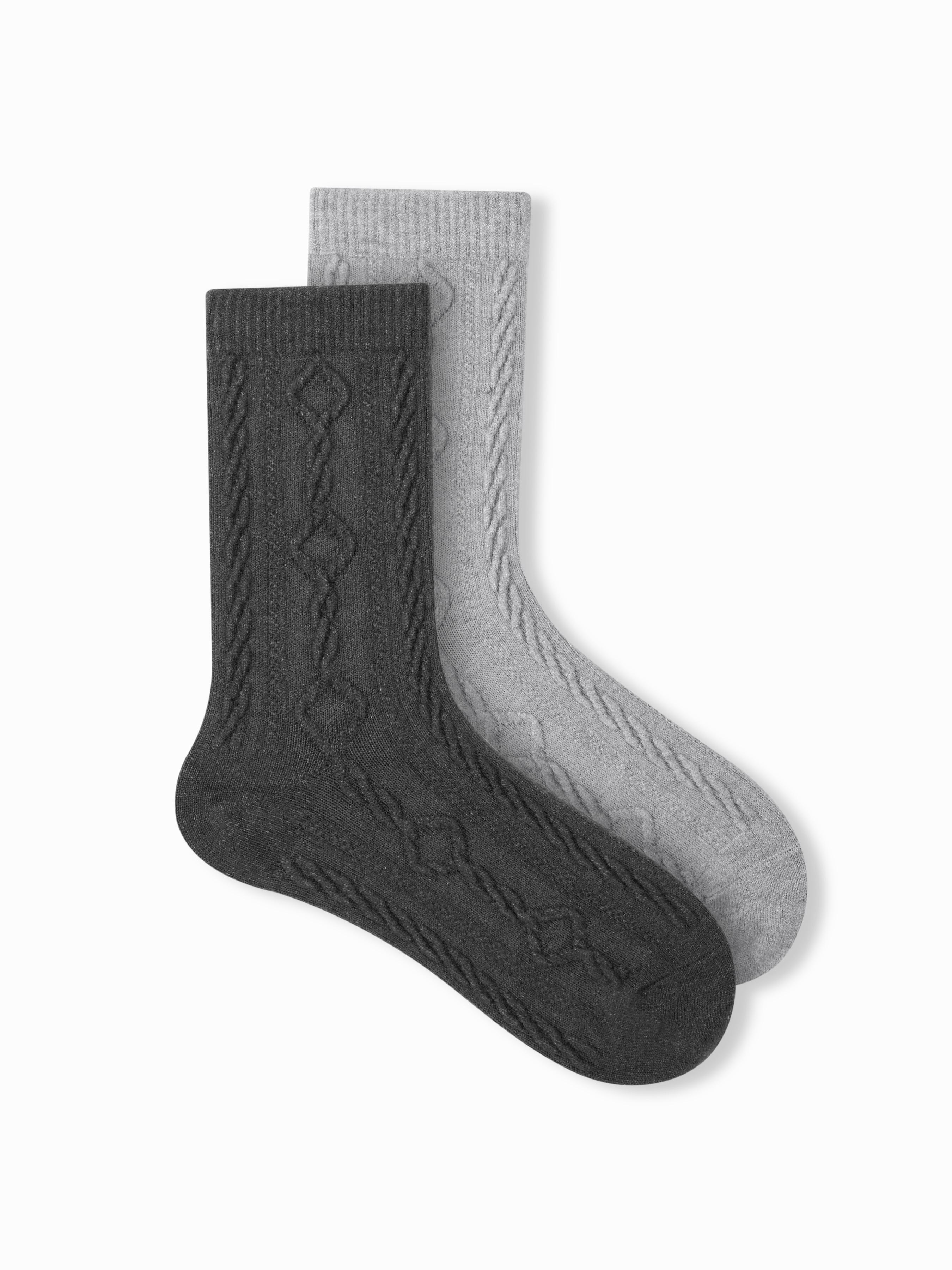 2 PAIRS ARGYLE KNITTED CREW SOCKS by CIDER