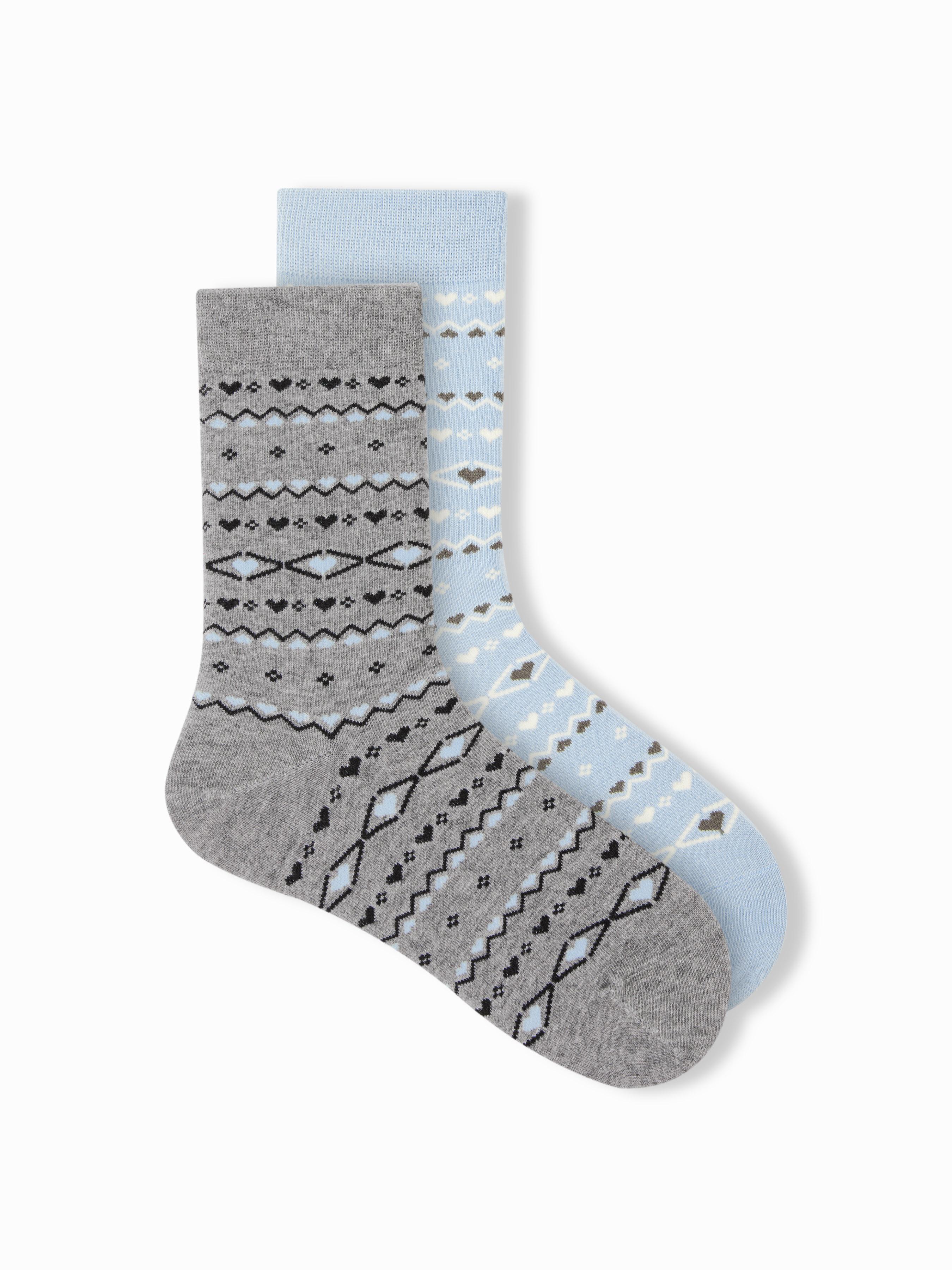 2 PAIRS FAIR ISLE CREW SOCKS by CIDER