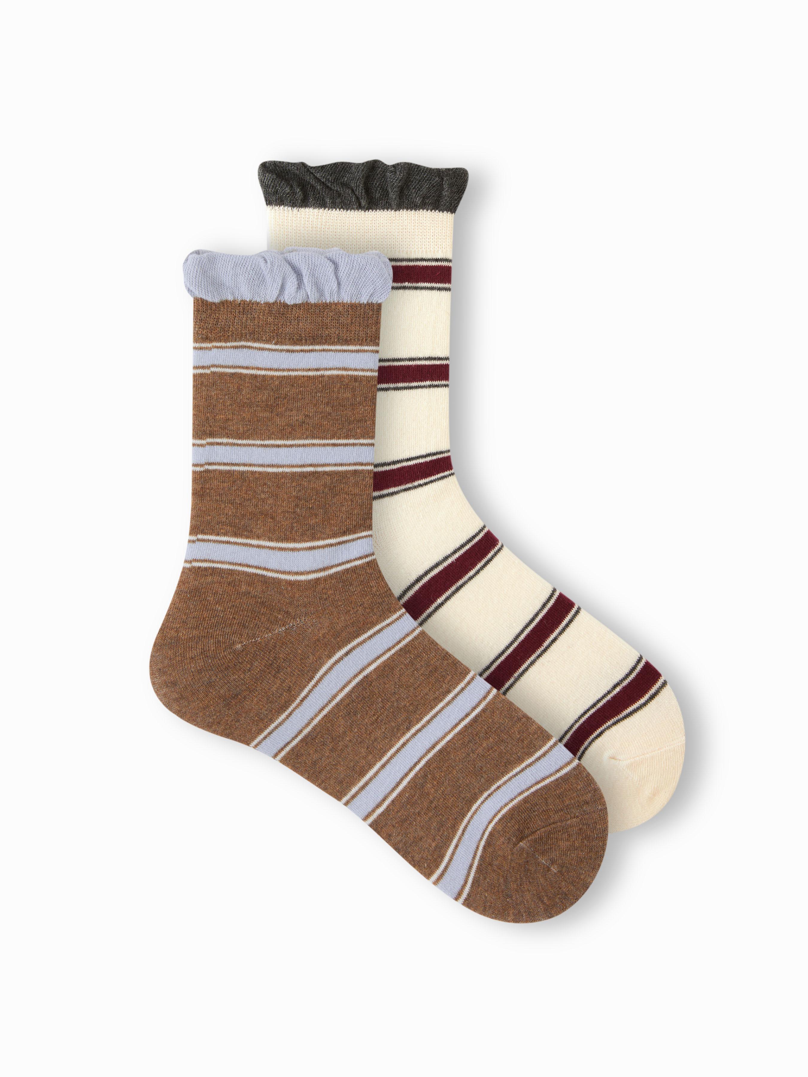 2 PAIRS STRIPED CREW SOCKS by CIDER
