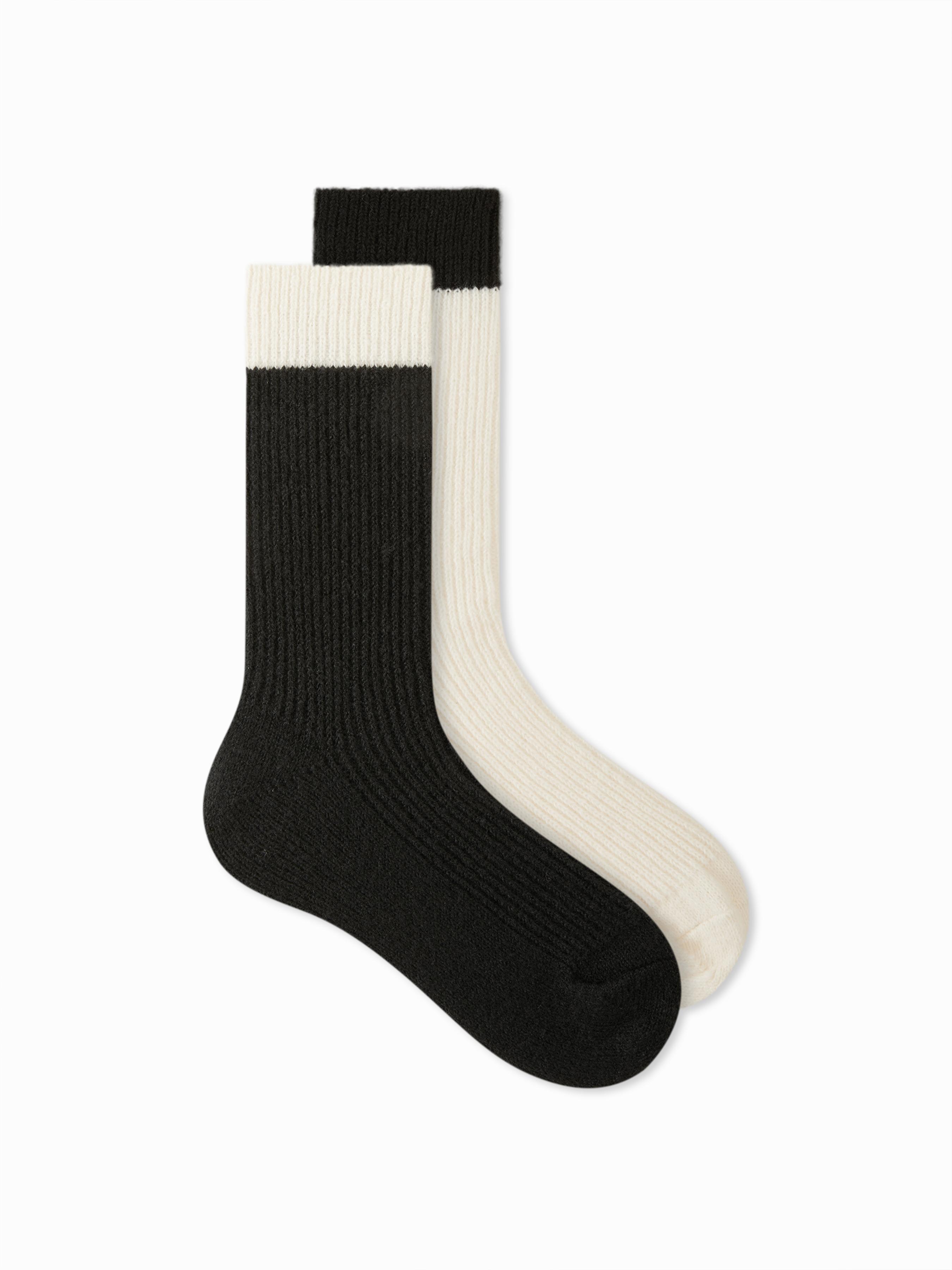 2 PAIRS TWO-TONE OVER THE CALF SOCKS by CIDER