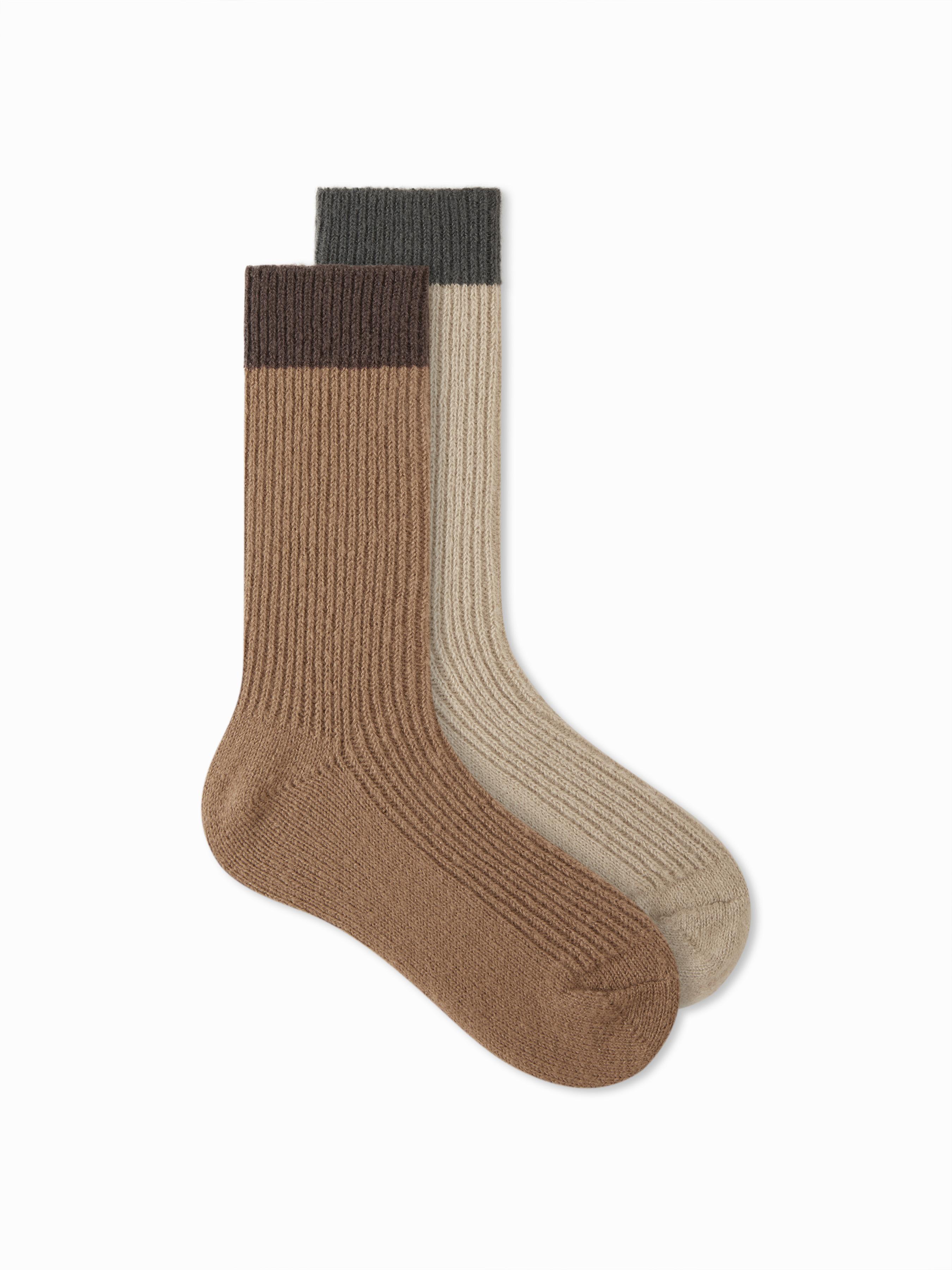 2 PAIRS TWO-TONE OVER THE CALF SOCKS by CIDER