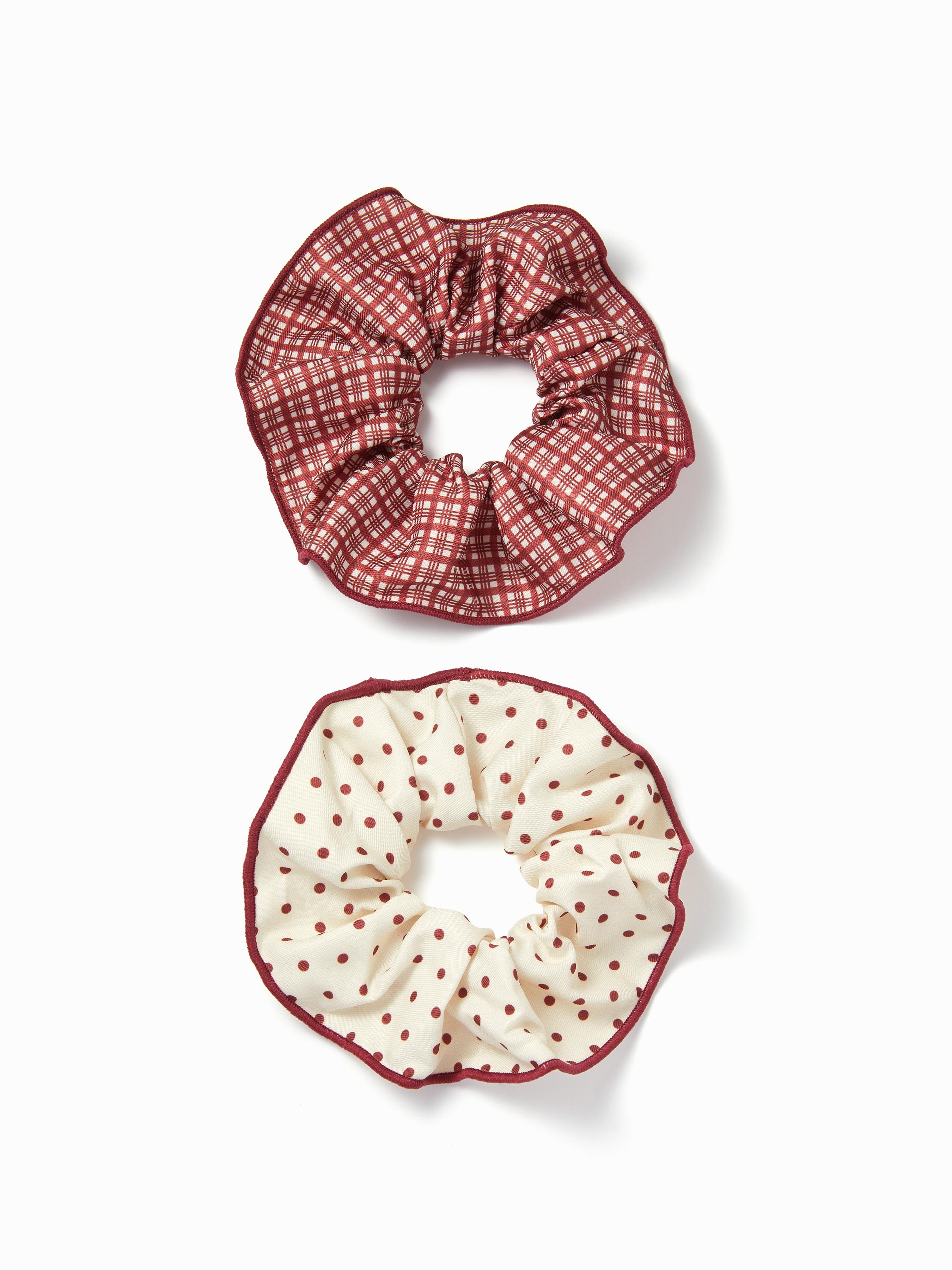 2 PCS POLKA DOT & GINGHAM SCRUNCHIE SET by CIDER
