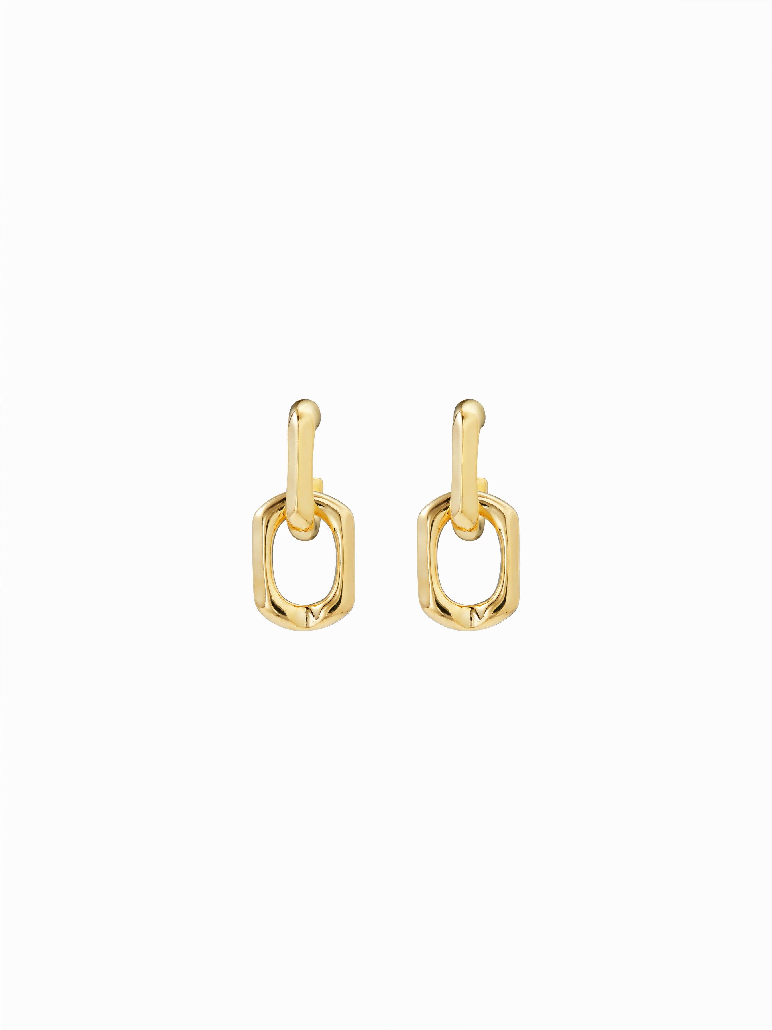 24K GOLD-PLATED OVAL DROP EARRINGS by CIDER
