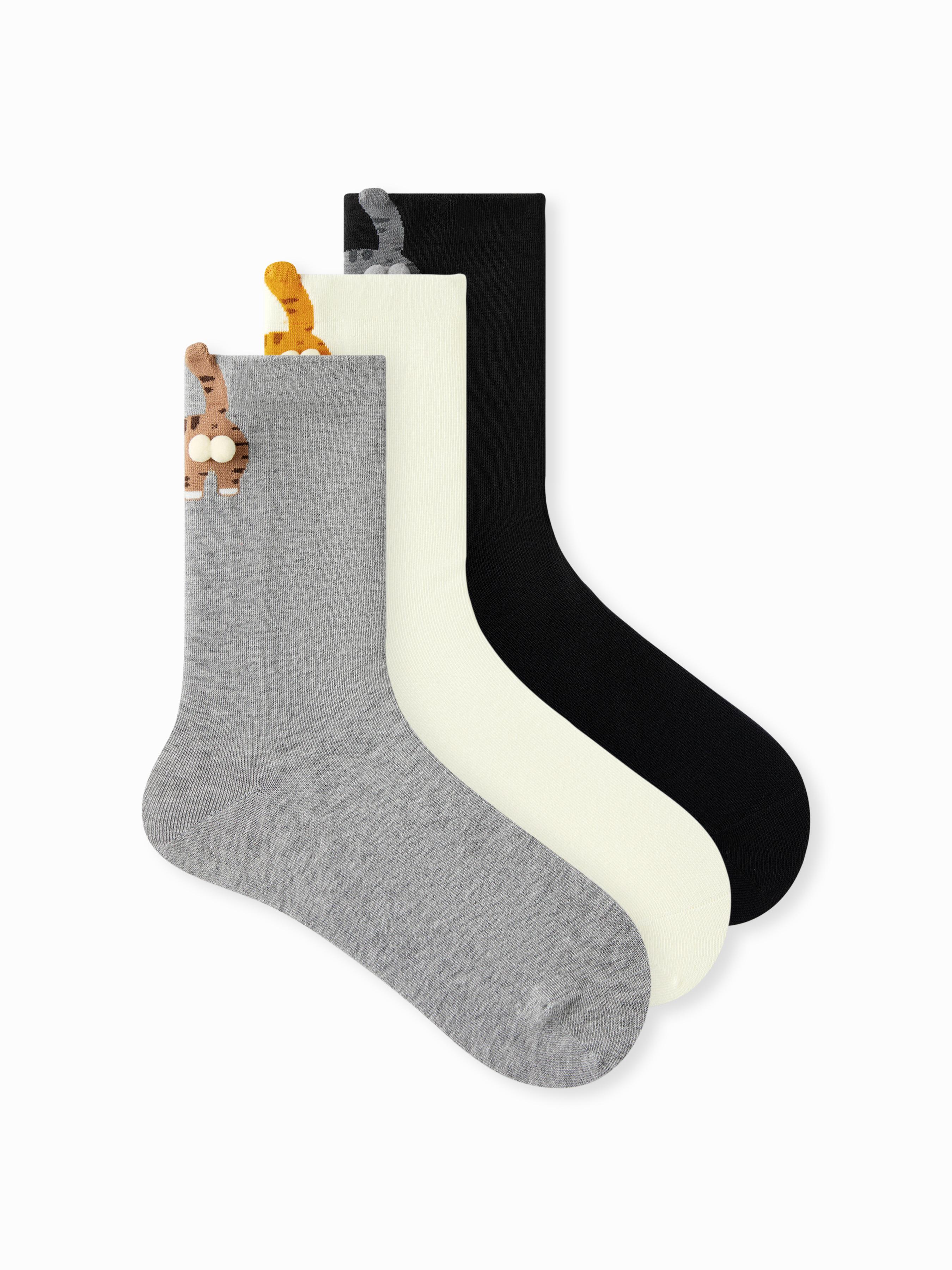 3 PAIRS CAT CREW SOCKS SET by CIDER