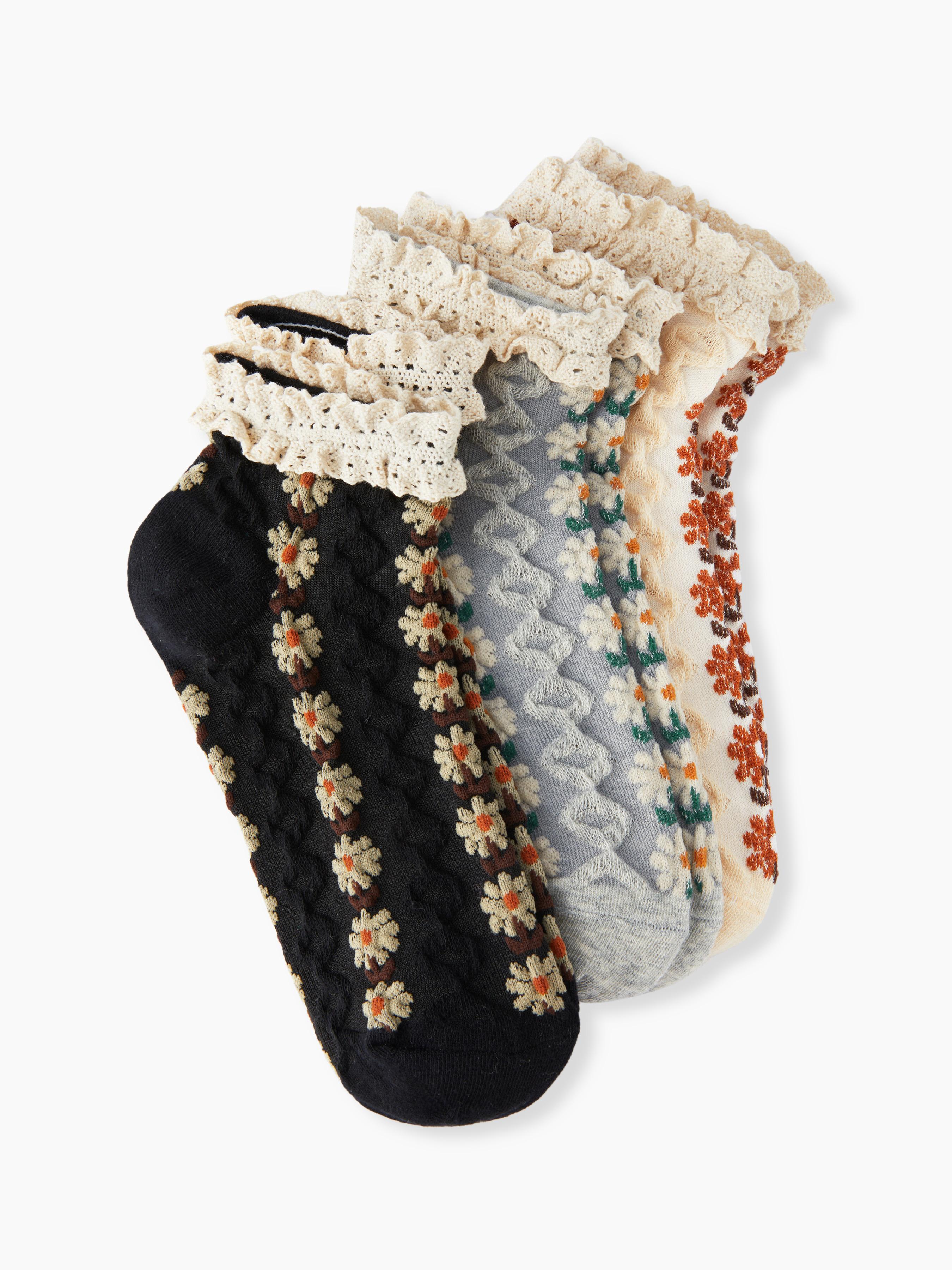 3 PAIRS FLORAL ANKLE SOCKS by CIDER