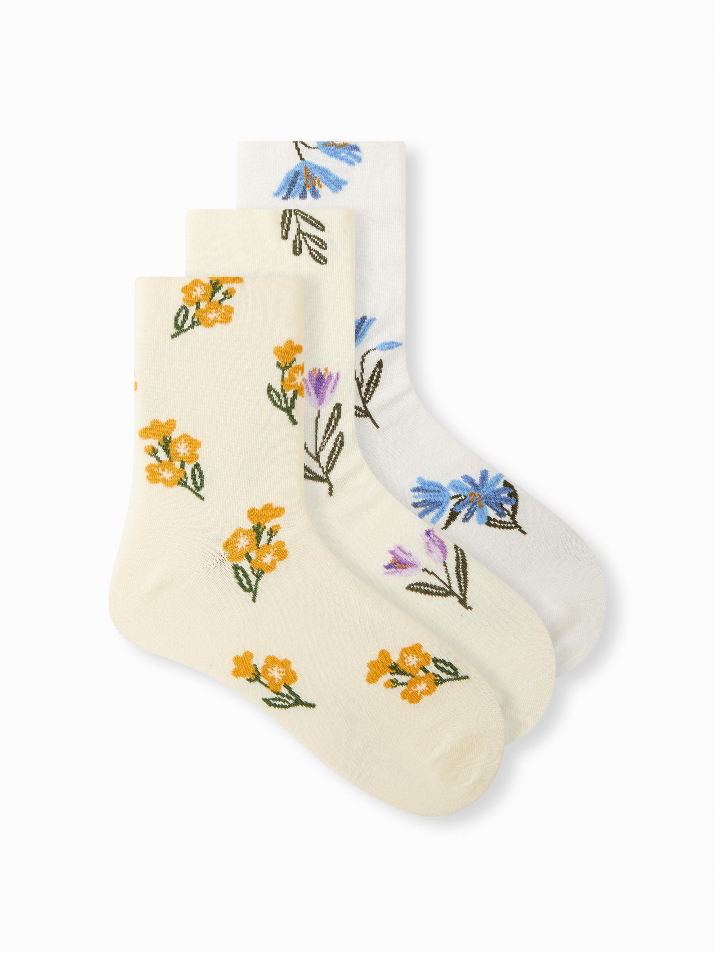 3 PAIRS FLORAL CREW SOCKS by CIDER