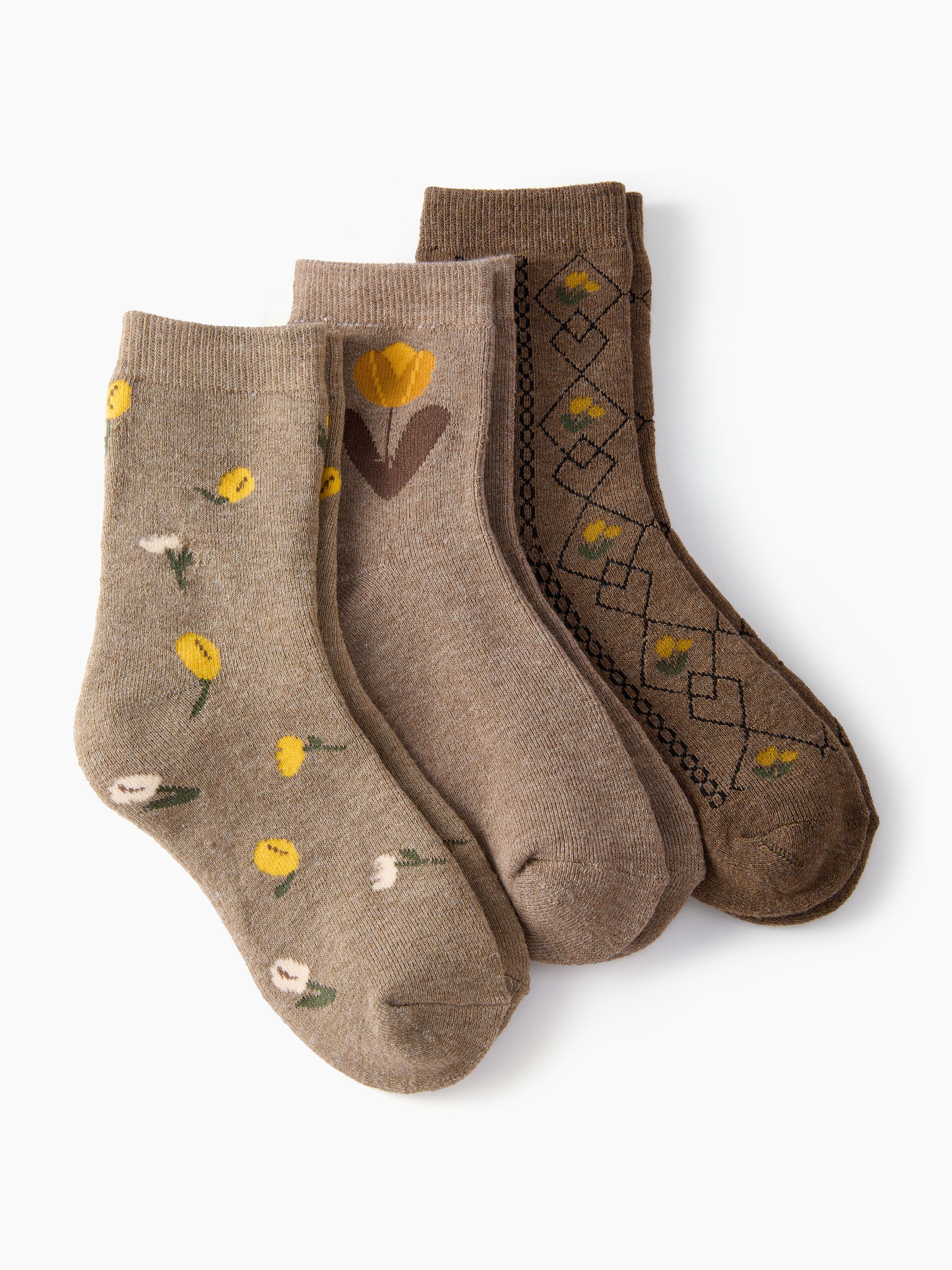 3 PAIRS FLOWER CREW SOCKS by CIDER