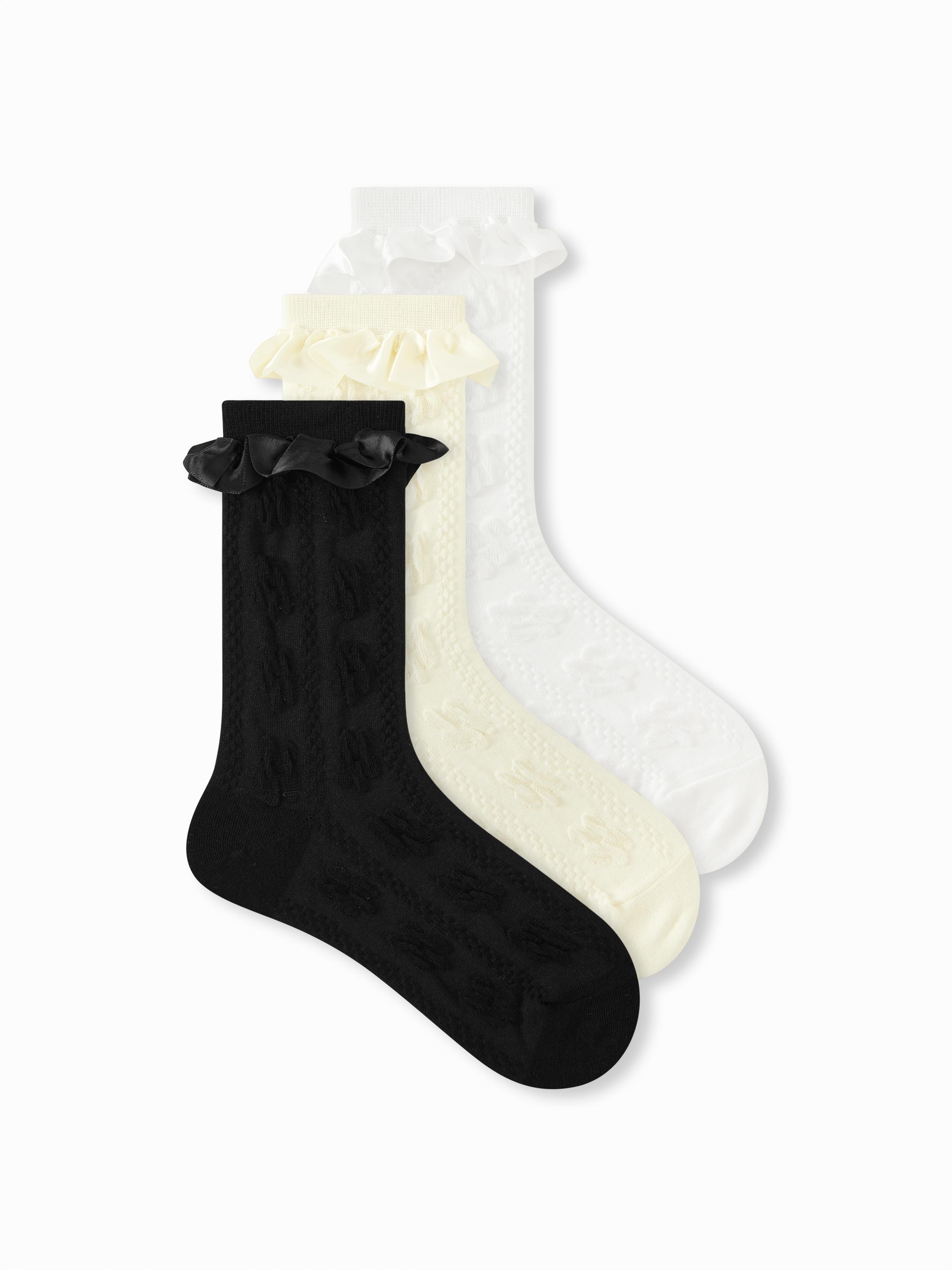 3 PAIRS LACE CREW SOCKS by CIDER