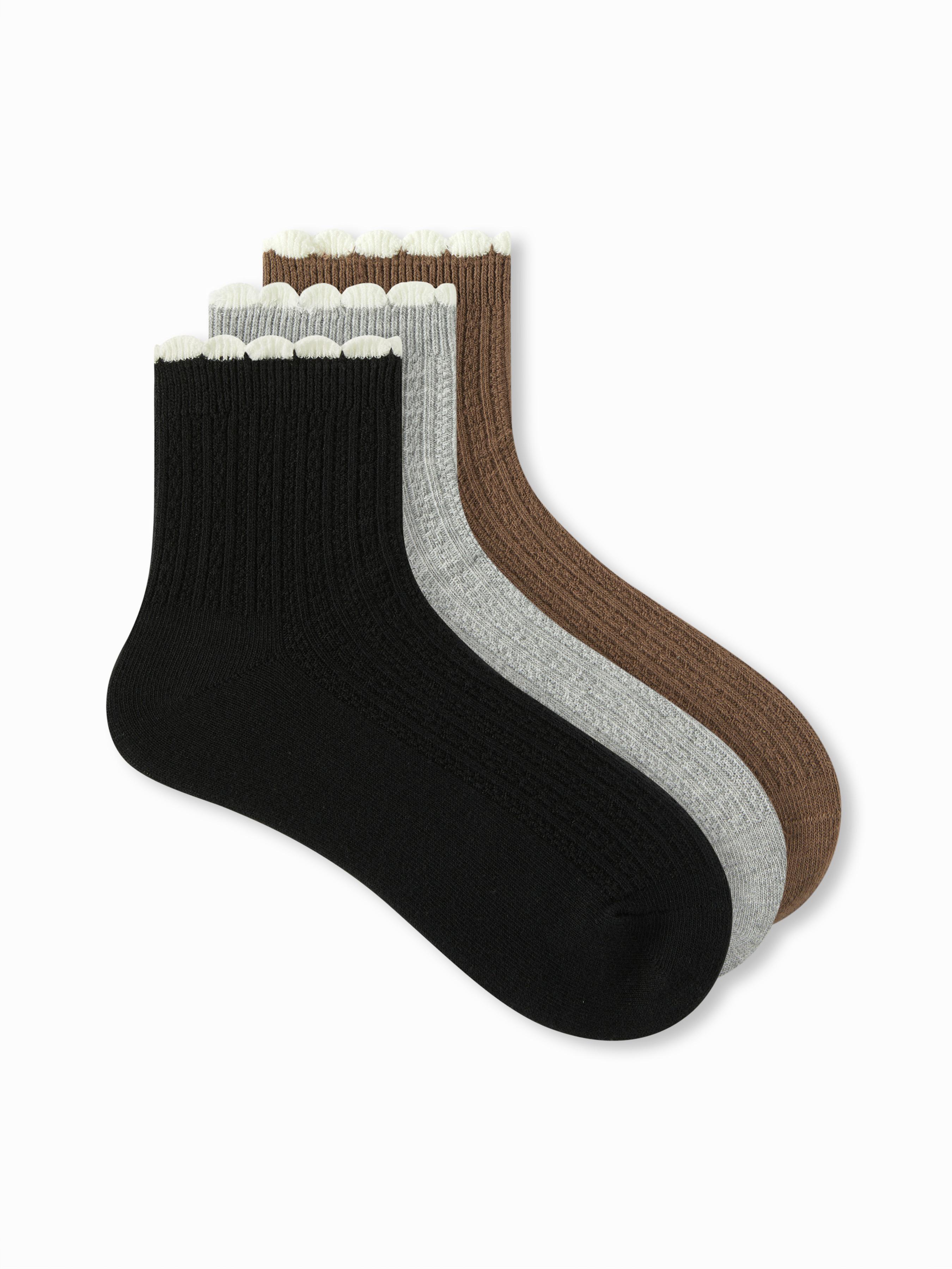 3 PAIRS RIBBED CREW SOCKS SET by CIDER