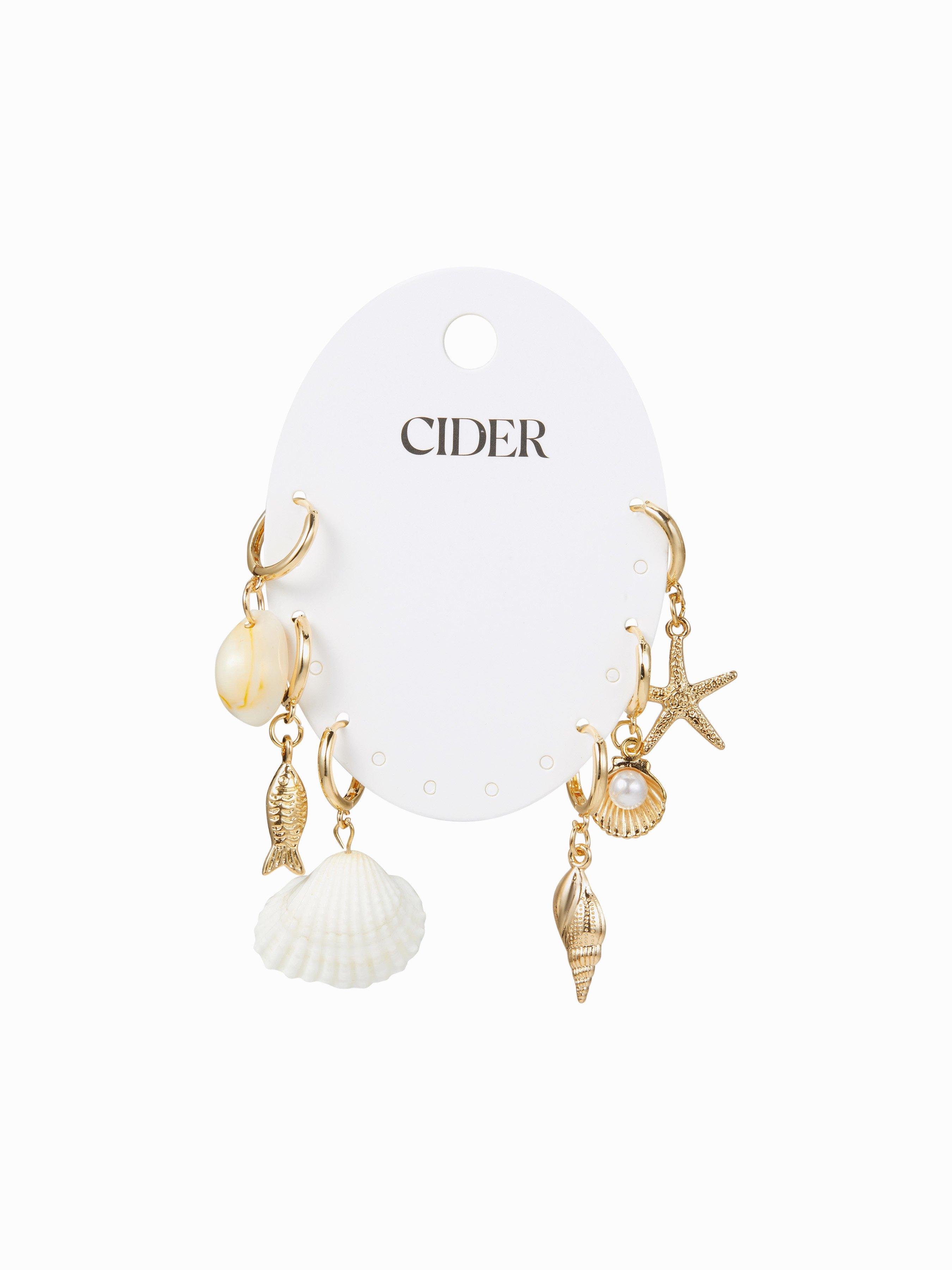 3 PAIRS STARFISH & SHELL DROP EARRINGS SET by CIDER