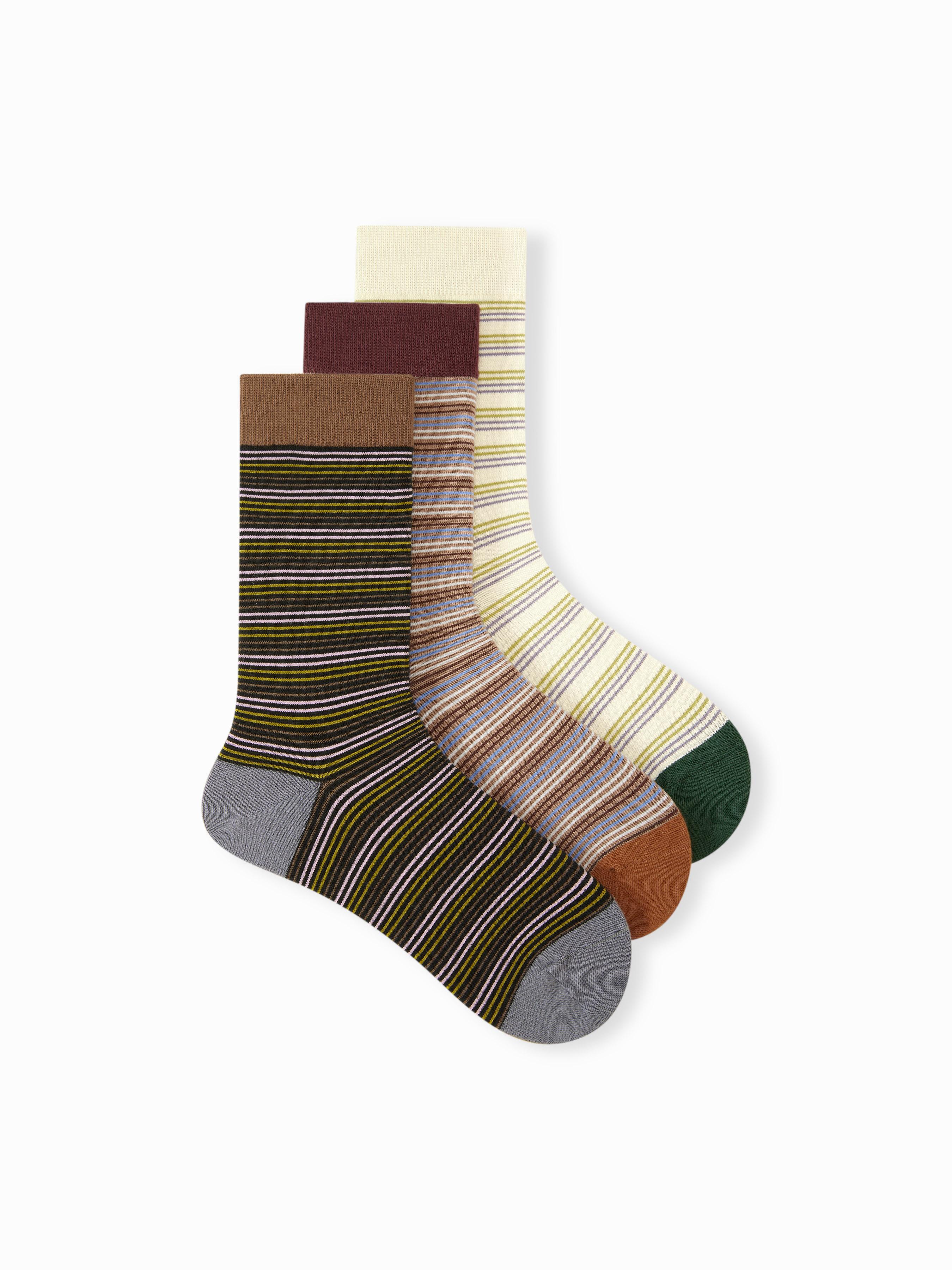 3 PAIRS STRIPED CREW SOCKS SET by CIDER