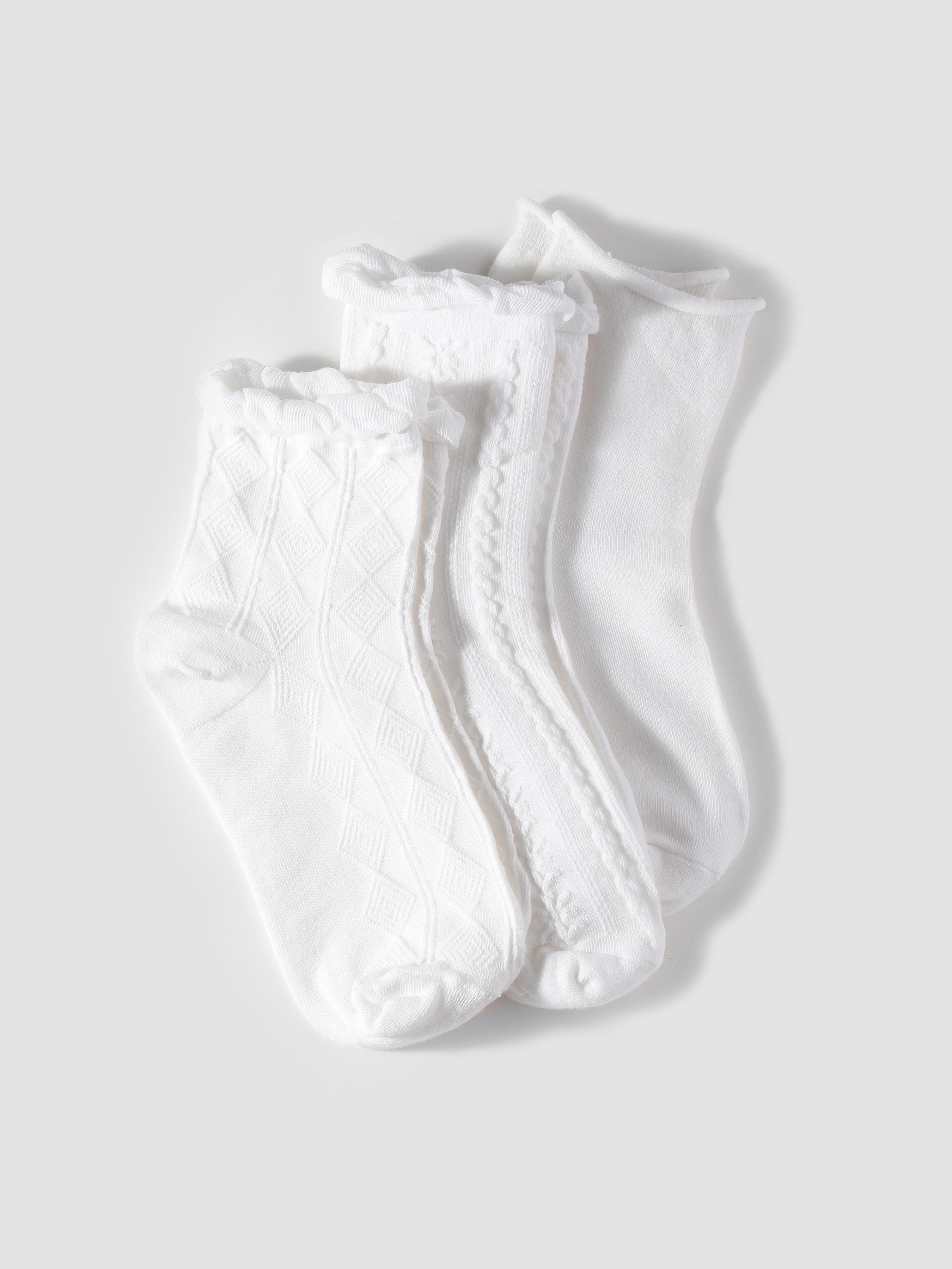3 Pairs Solid Cable Classic Knit Socks Set by CIDER