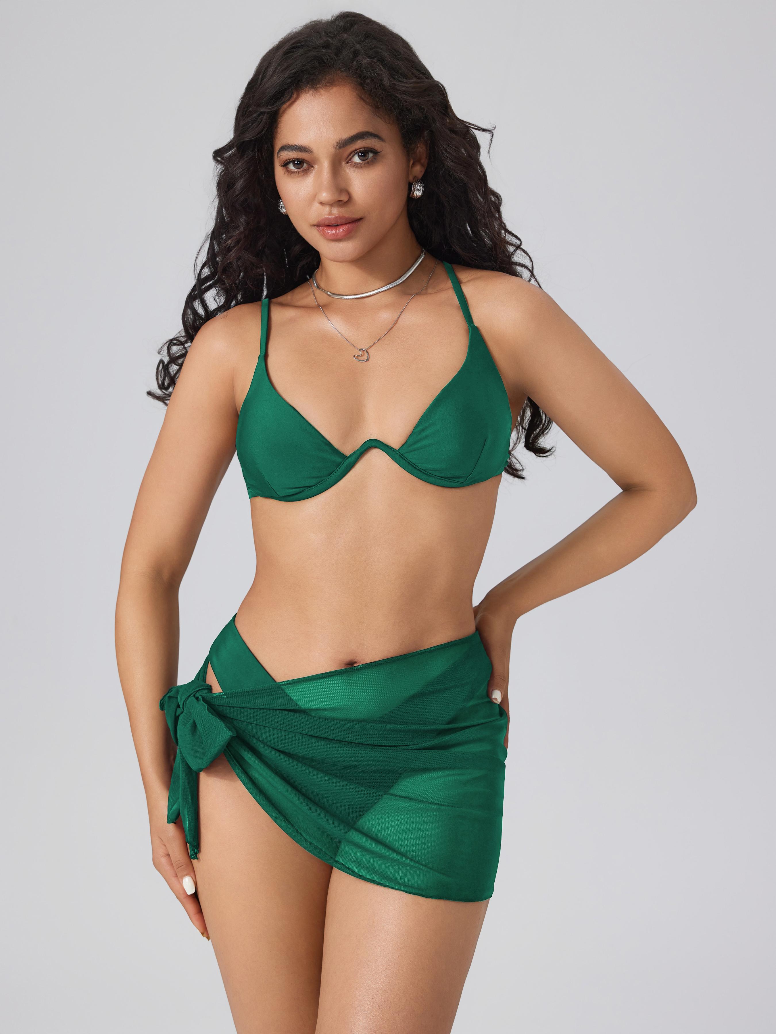 3er-Set Unterbügel Bikini mit durchsichtiger Sarong by CIDER