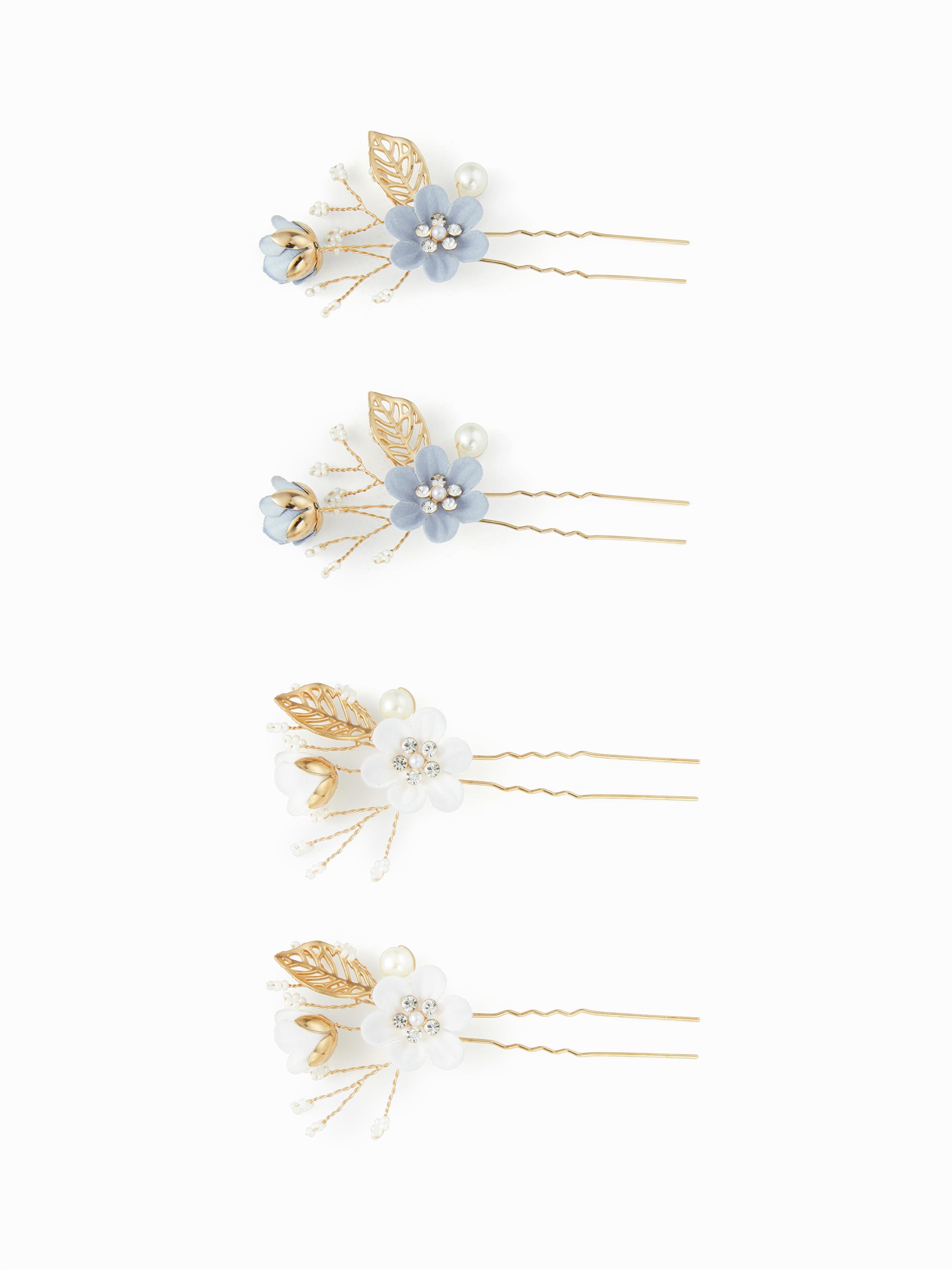 4 PCS FLORAL & LEAF HAIR PINS SET by CIDER