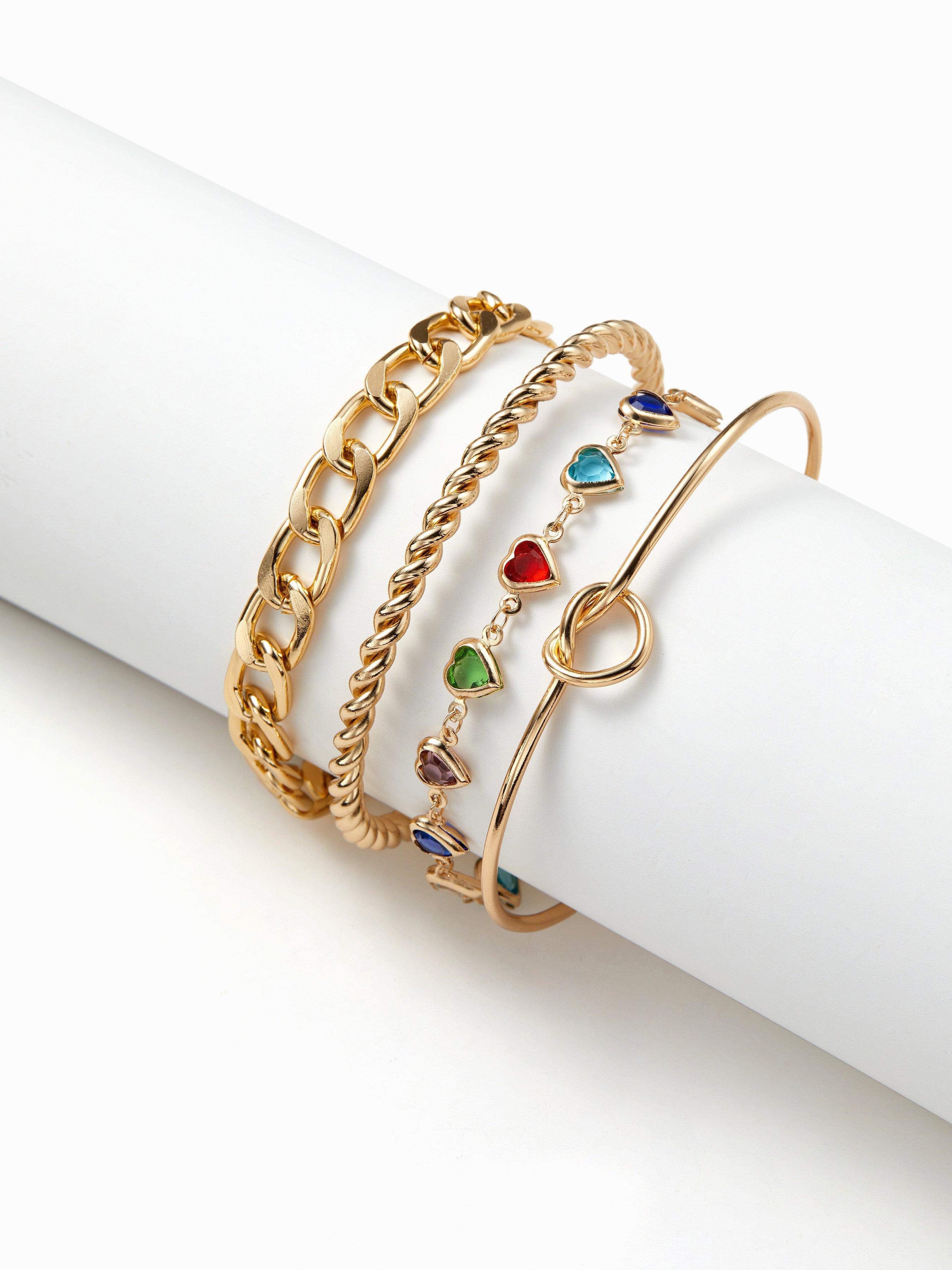 4 PCS HEART & TWIST & KNOT BRACELETS SET by CIDER