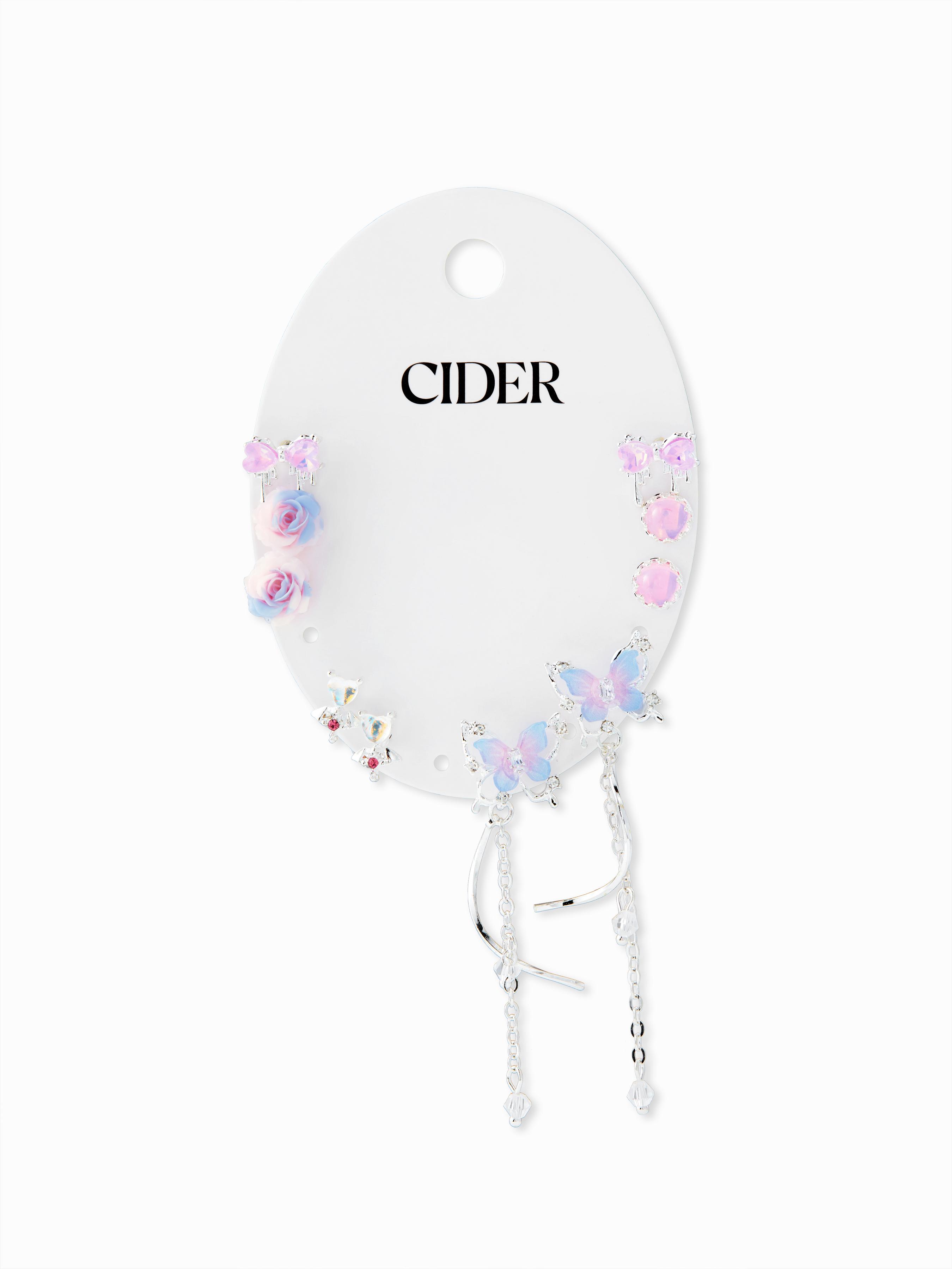 5 PAIRS BUTTERFLY & STAR & MOON STUD EARRINGS SET by CIDER