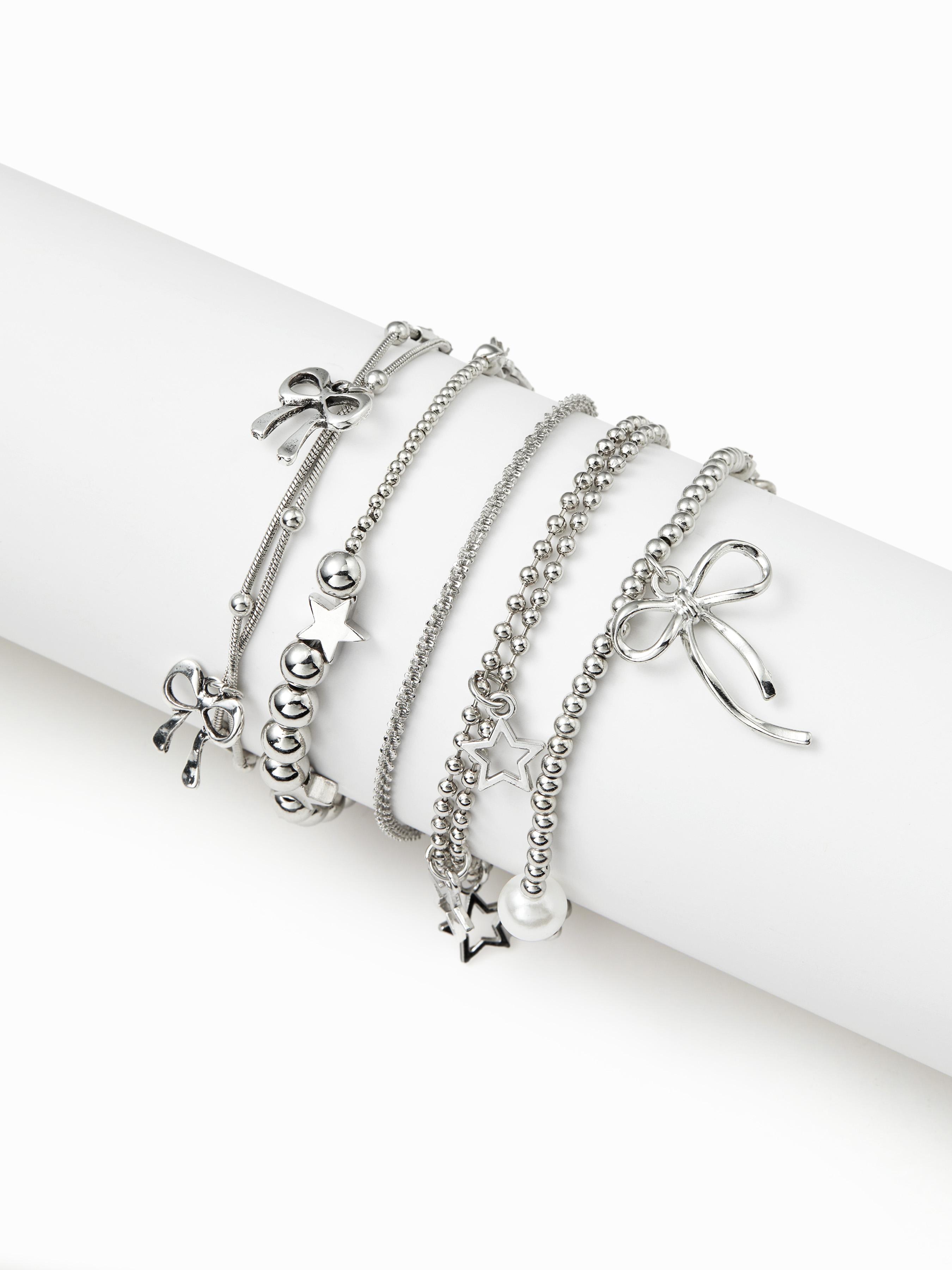 5 PCS BOWKNOT & STAR BEADED BRACELETS SET by CIDER