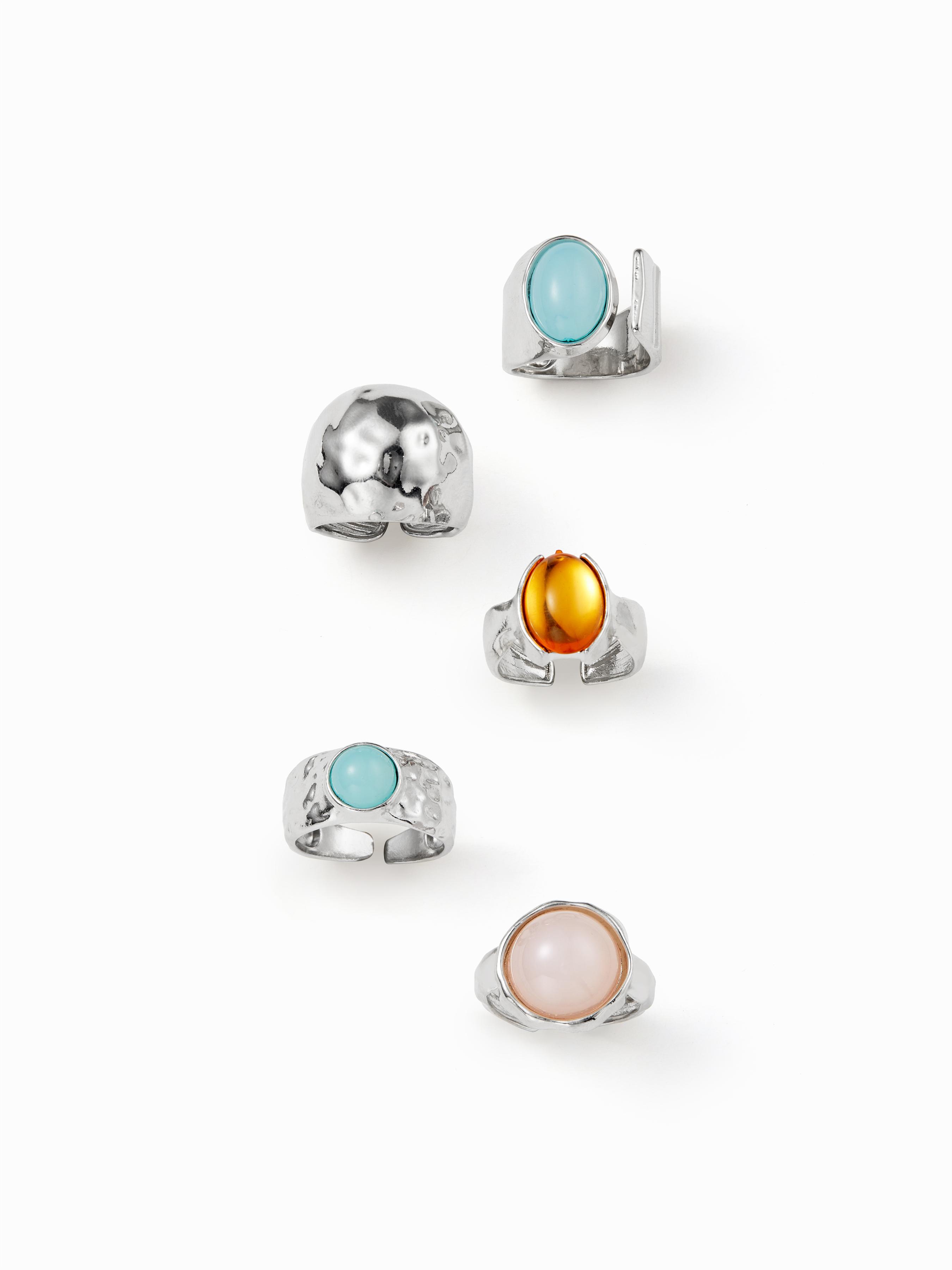 5 PCS GEMSTONE OPEN RING SET by CIDER